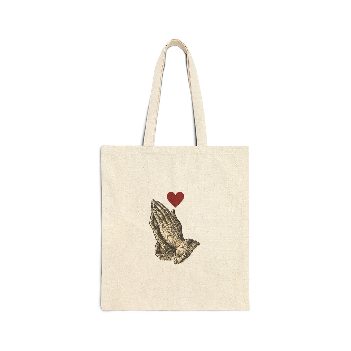 Tote Bag — "Yes Jesus Loves Me, He Loves You As Well" Christian Canvas Tote with Praying Hands & Heart