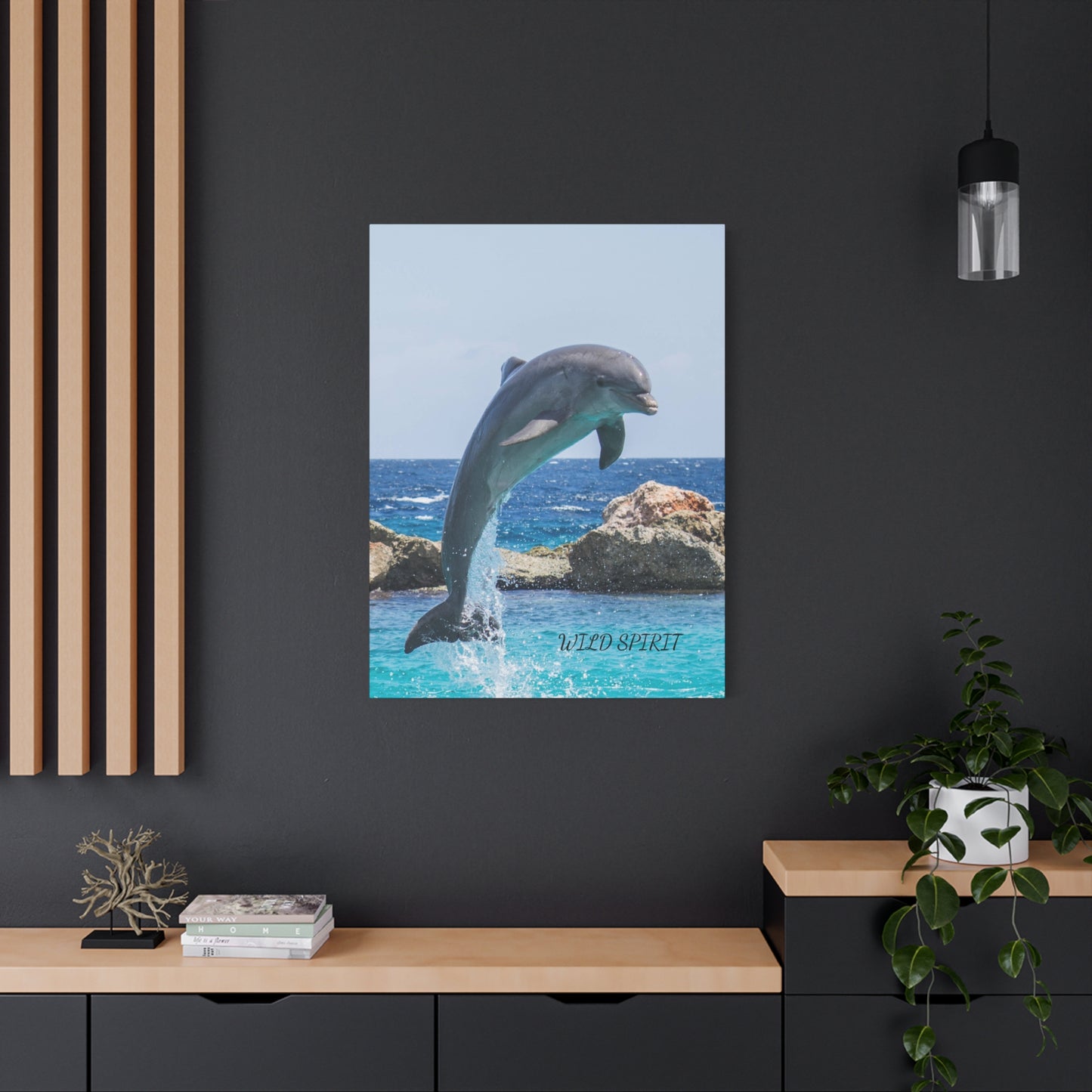 Canvas Print Dolphin Jumping Out of Water on Sunny Day