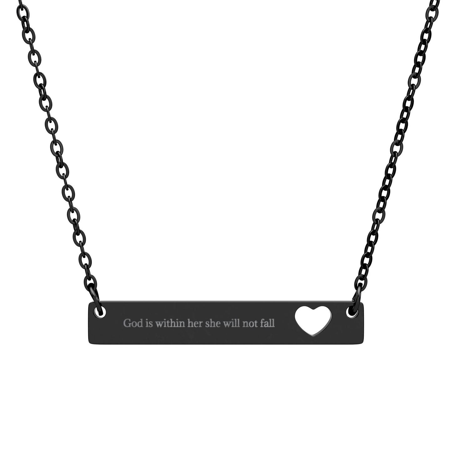 Engravable Cutout Heart Bar Necklace — Personalized Name Bar Pendant