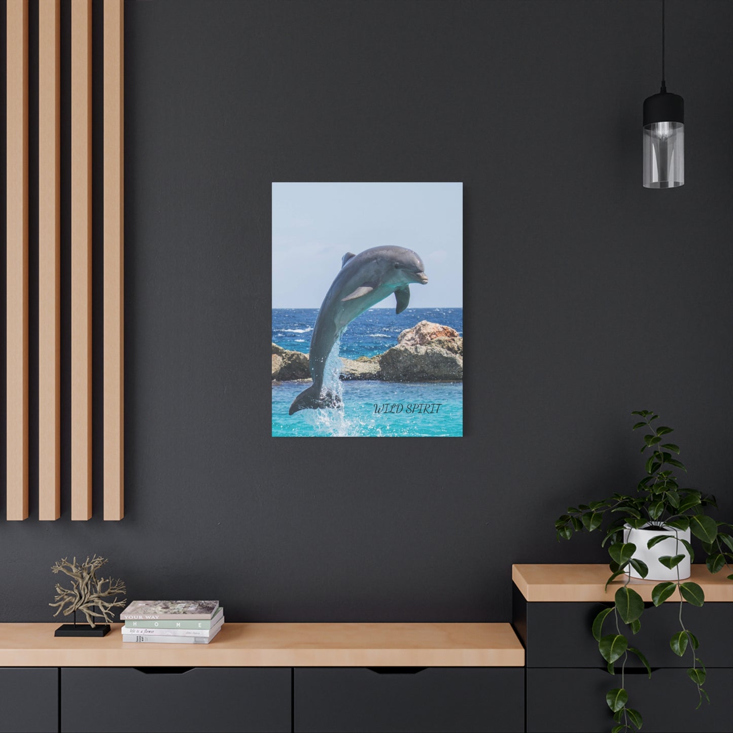 Canvas Print Dolphin Jumping Out of Water on Sunny Day