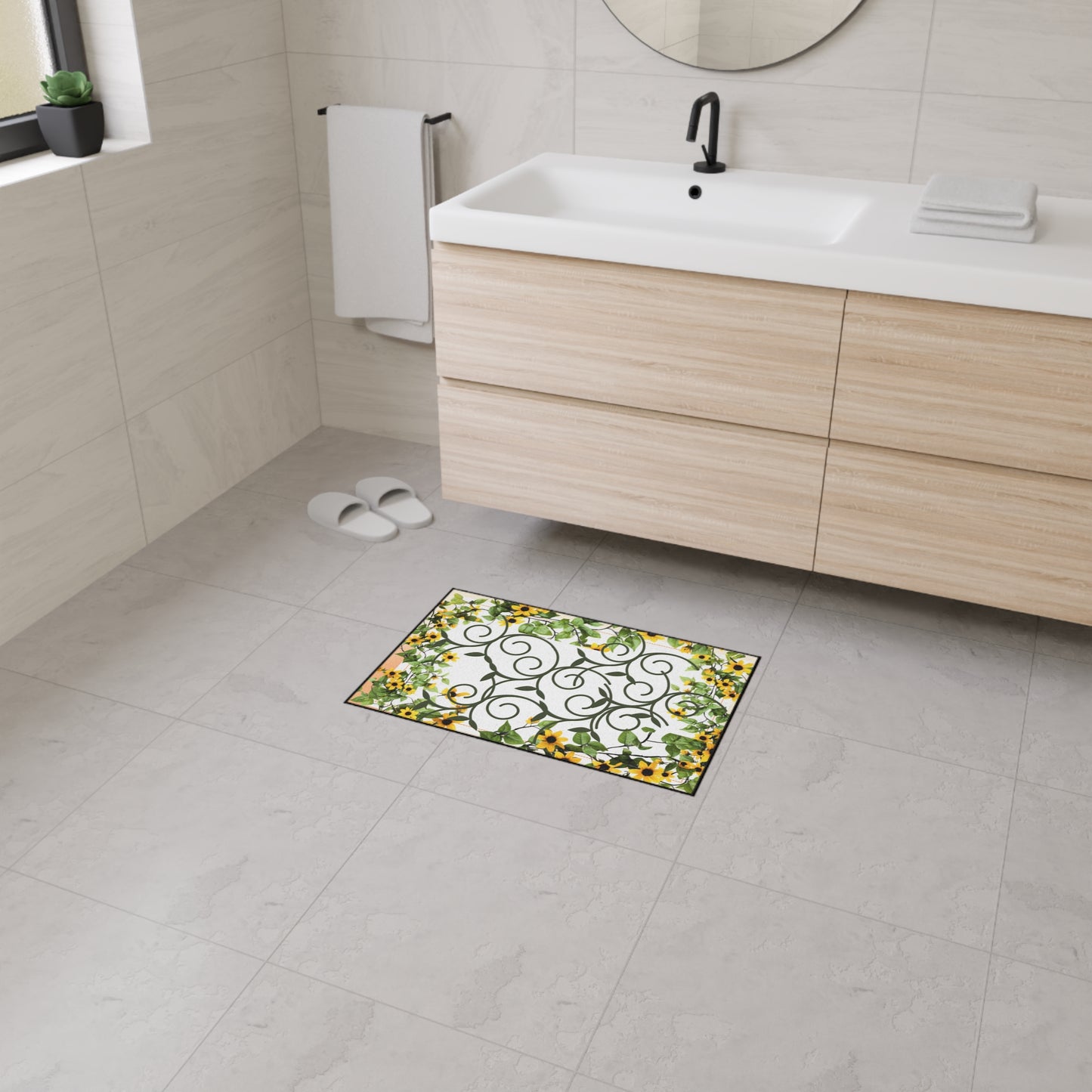 Sunflower Vine Heavy-Duty Floor Mat — Outdoor/Entry Doormat