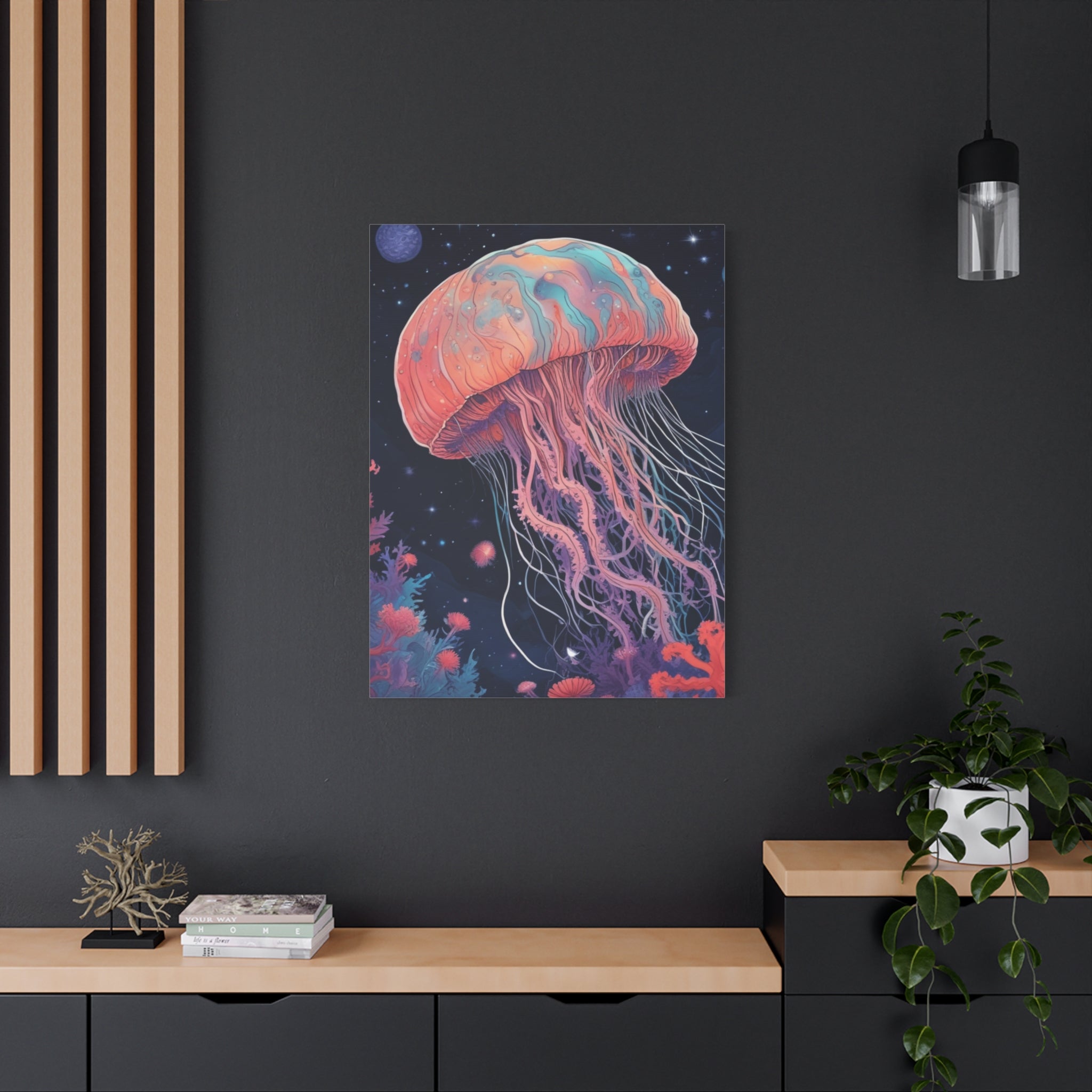 Impresión en lienzo - Pintura de medusas del cielo nocturno