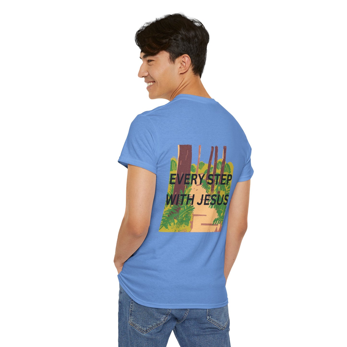 Trail in the Woods Unisex Tee - Every Step with Jesus Design