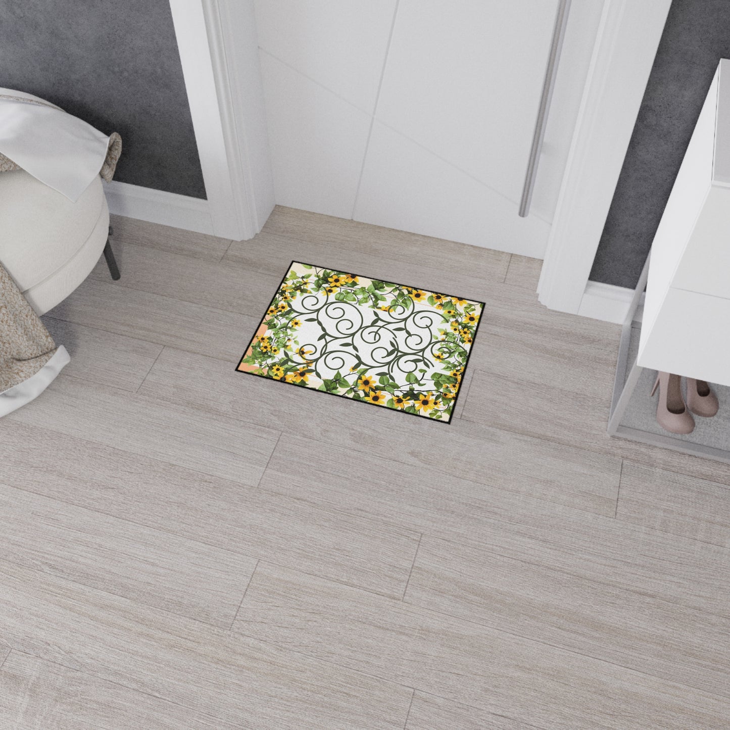 Sunflower Vine Heavy-Duty Floor Mat — Outdoor/Entry Doormat