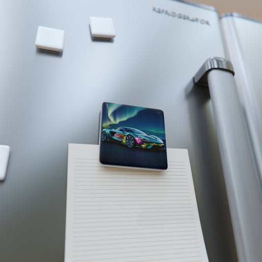 Aurora Borealis Sports Car Magnet | Colorful Porcelain Square Decor