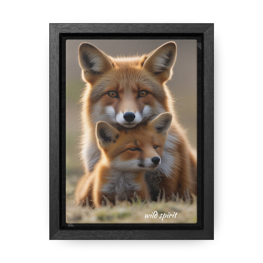 Canvas Wraps - Mama Fox and Baby Fox Snuggle Vertical Frame