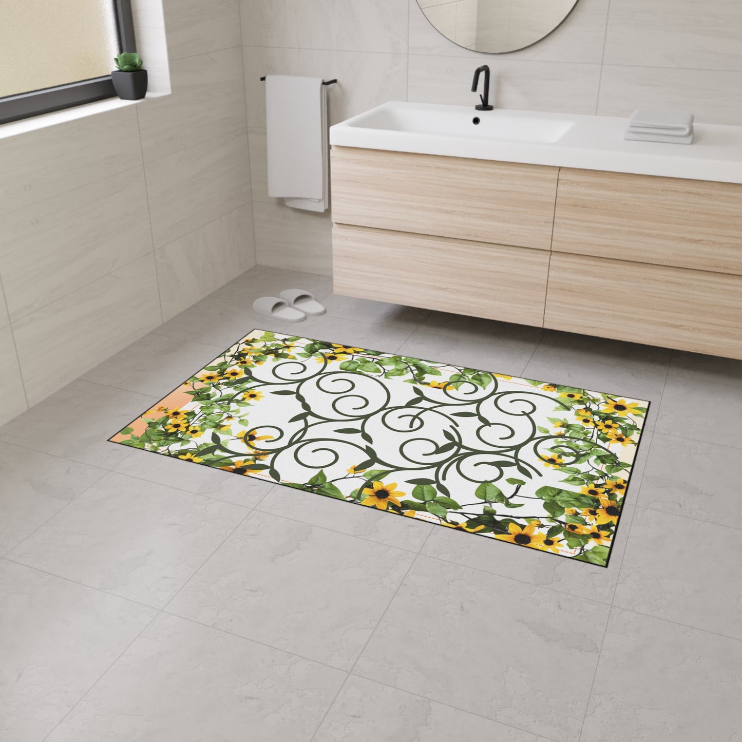 Sunflower Vine Heavy-Duty Floor Mat — Outdoor/Entry Doormat