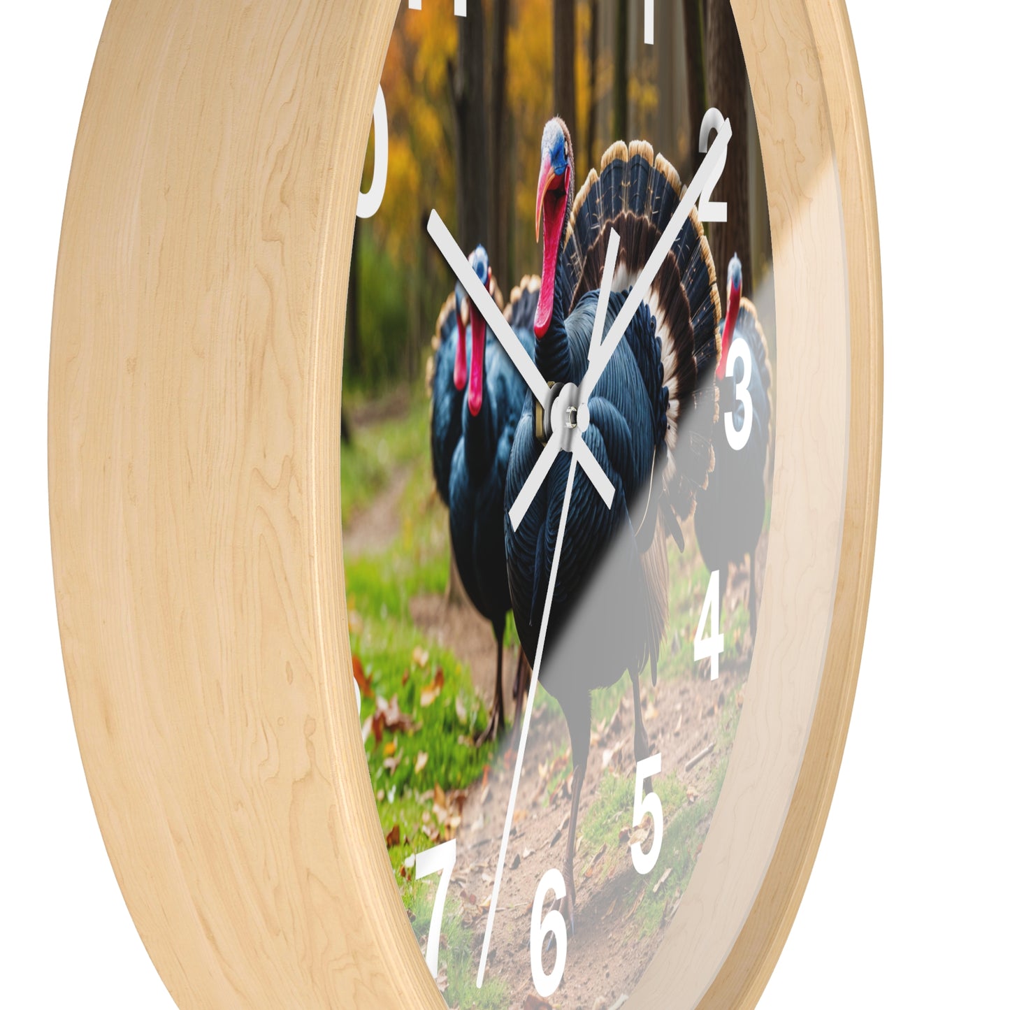 Wild Turkey Wall Clock — Rustic Forest Turkey Decor for Thanksgiving & Nature Lovers