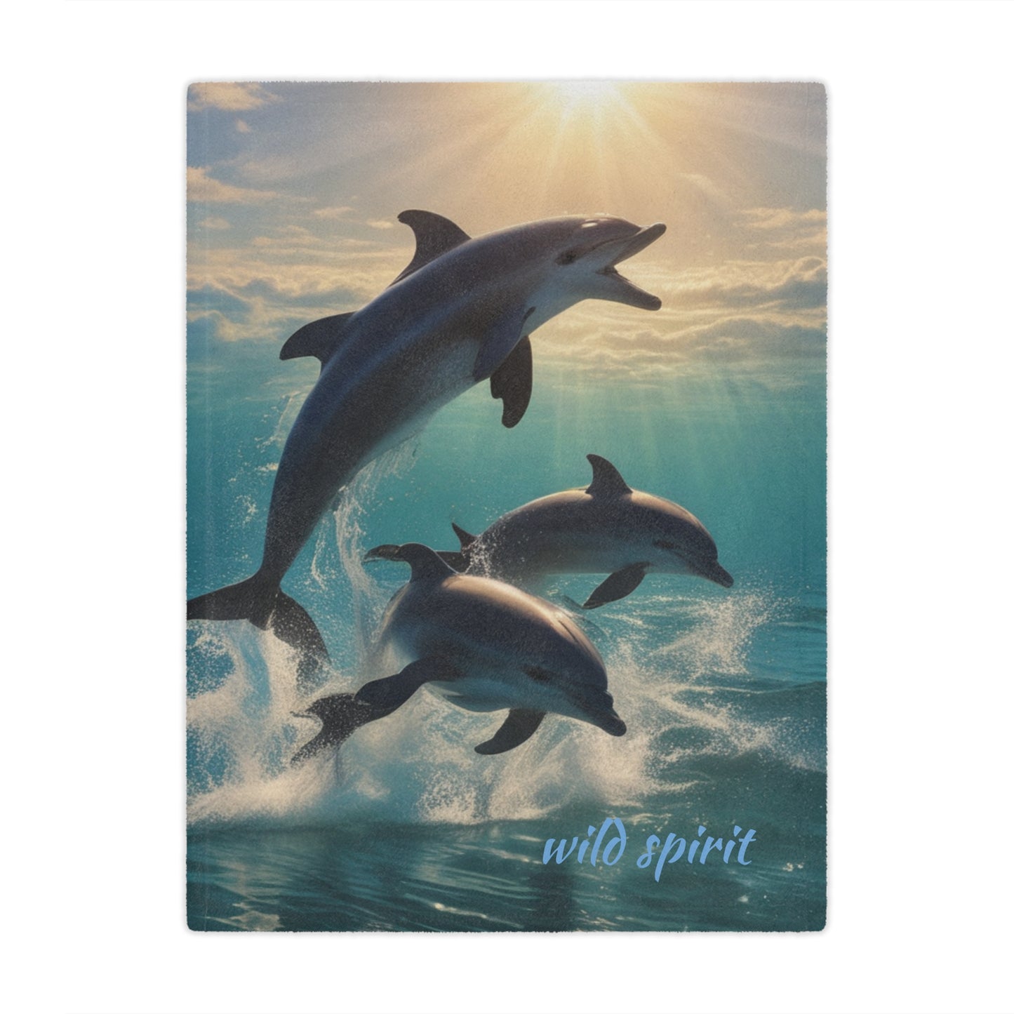 Microfiber Blanket - Sunny Day Dolphin Jumping Ocean Design