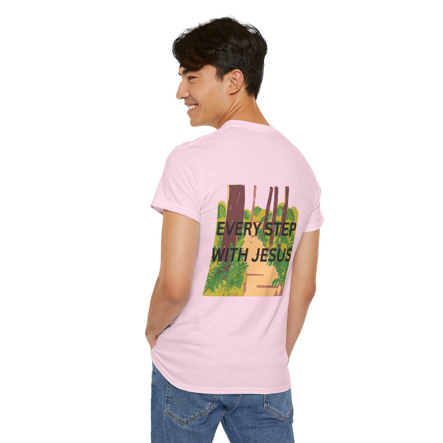 Trail in the Woods Unisex Tee - Every Step with Jesus Design