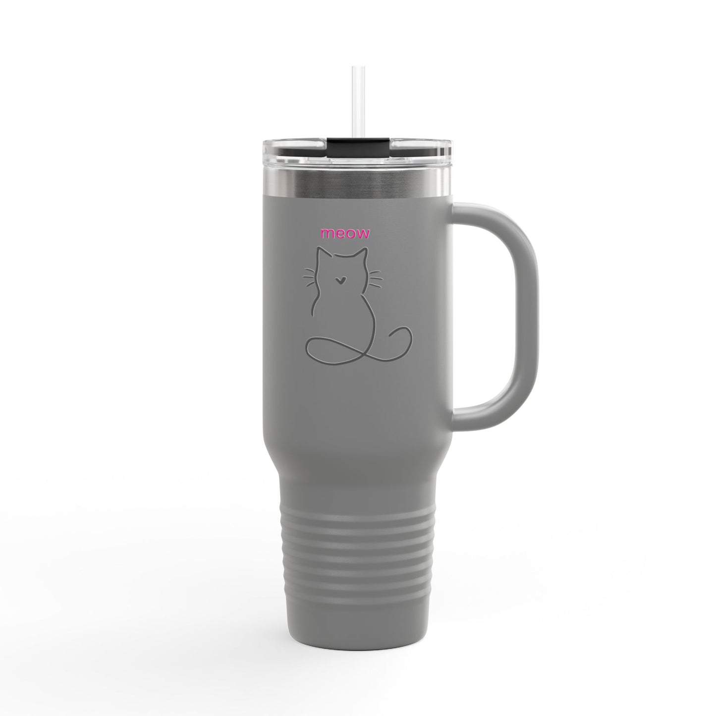 Cute Cat Insulated Travel Mug - 40oz Meow Design for Coffee Lovers