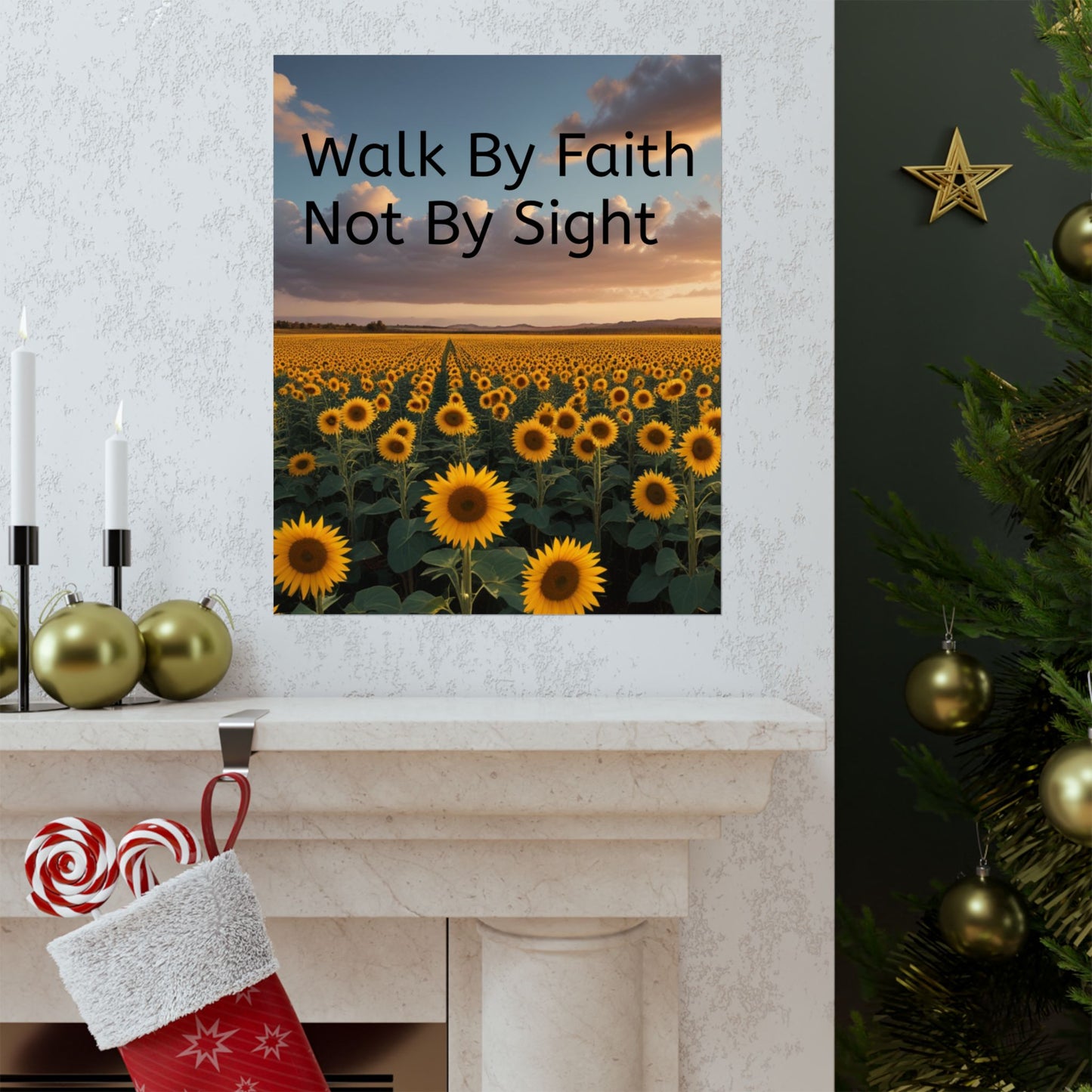 Inspiring Faith Wall Art, Sunflower Poster, Inspirational Home Decor, Christian Gift, Motivational Print