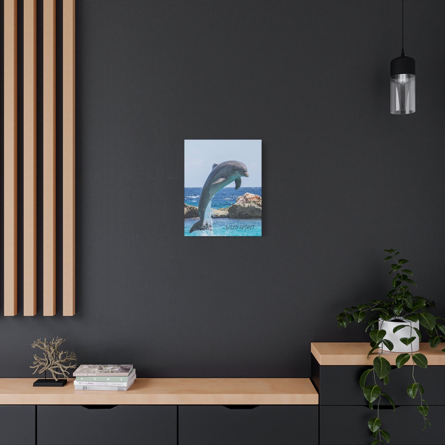 Canvas Print Dolphin Jumping Out of Water on Sunny Day