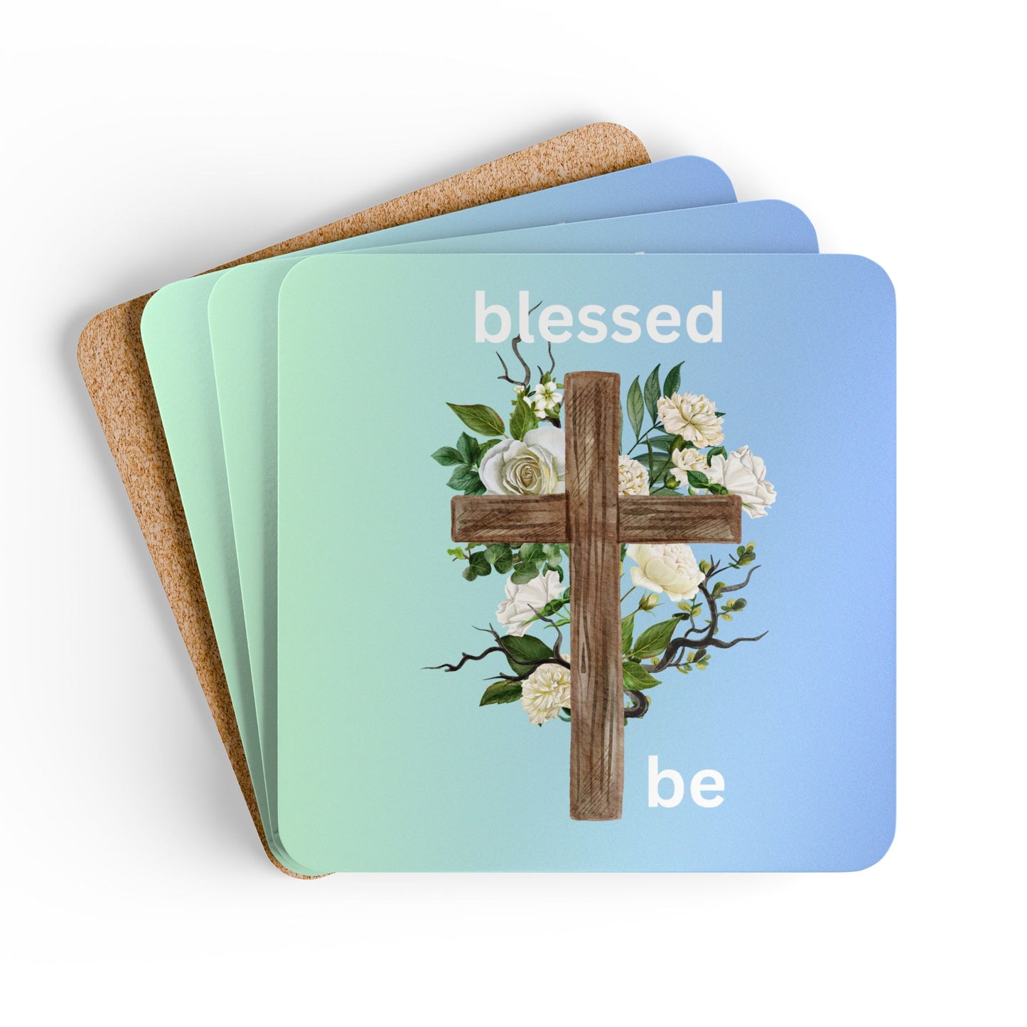 Blessed Be Corkwood Coaster Set - Spiritual Home Decor