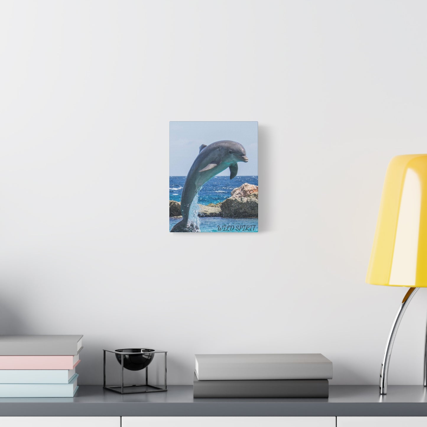 Canvas Print Dolphin Jumping Out of Water on Sunny Day