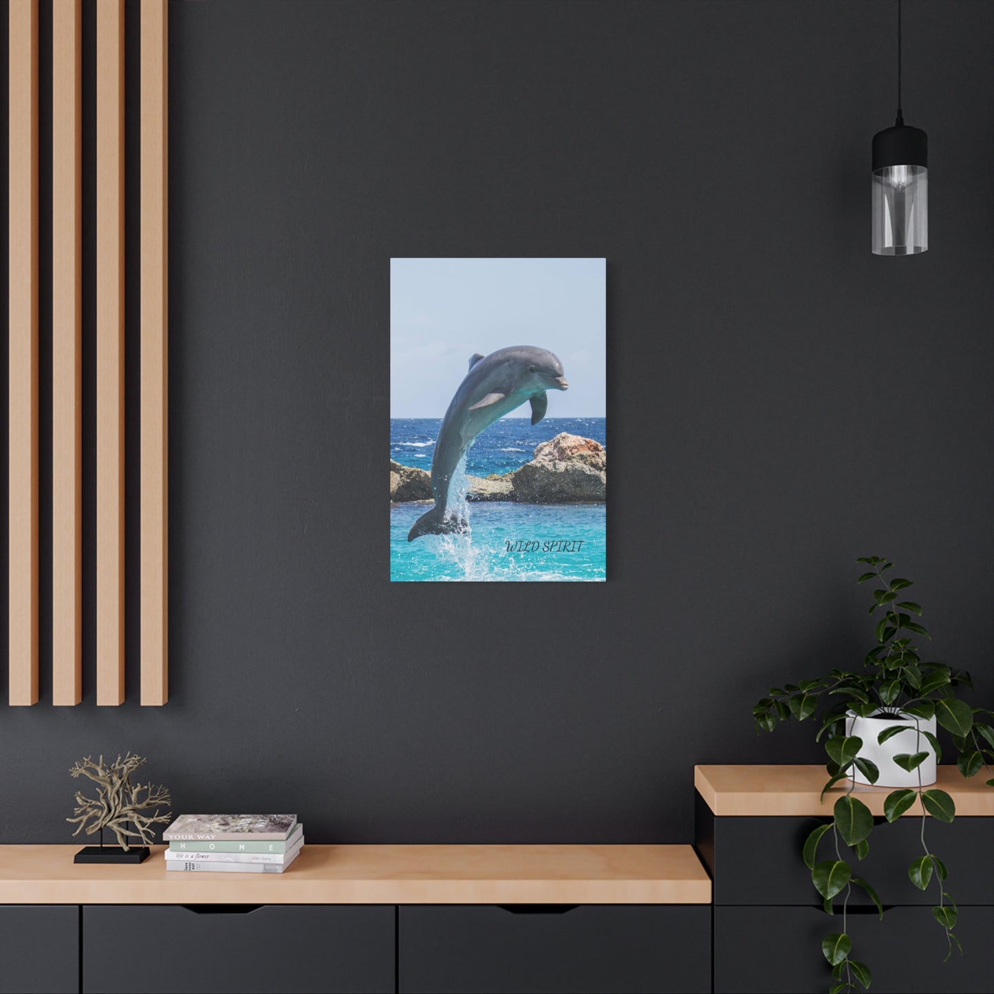 Canvas Print Dolphin Jumping Out of Water on Sunny Day