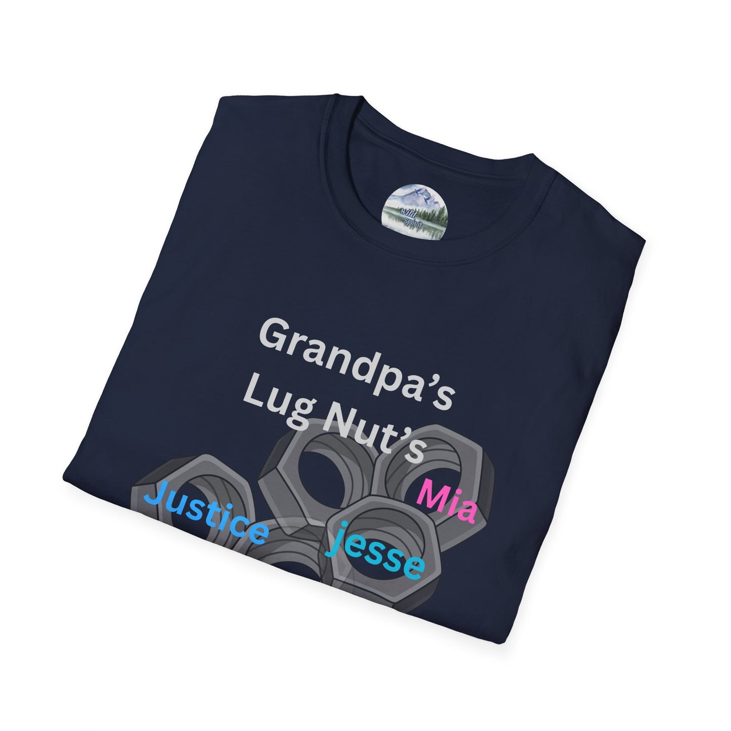 T-Shirt — "Grandpa's Lug Nuts" Personalized Names Auto Mechanic Gift