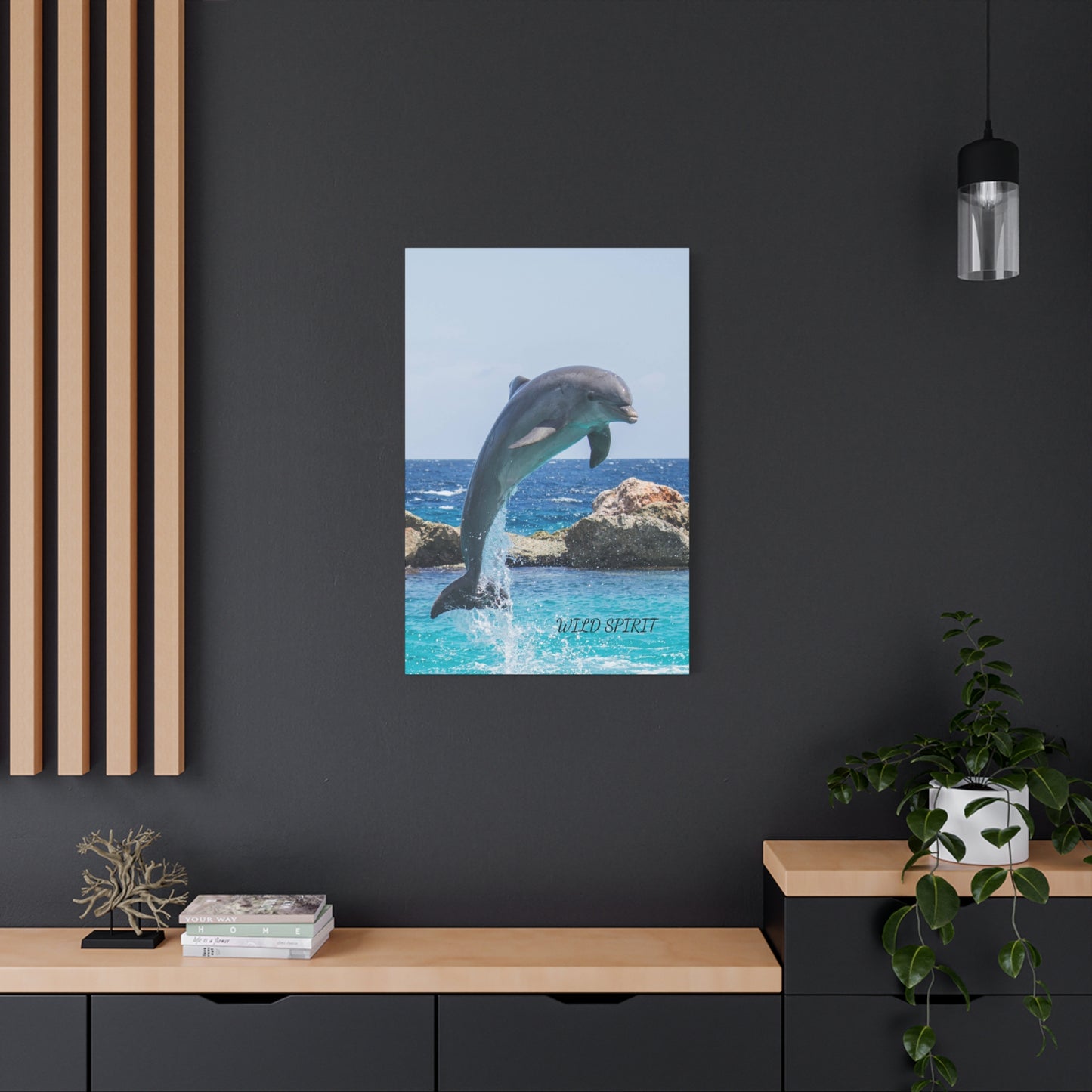 Canvas Print Dolphin Jumping Out of Water on Sunny Day