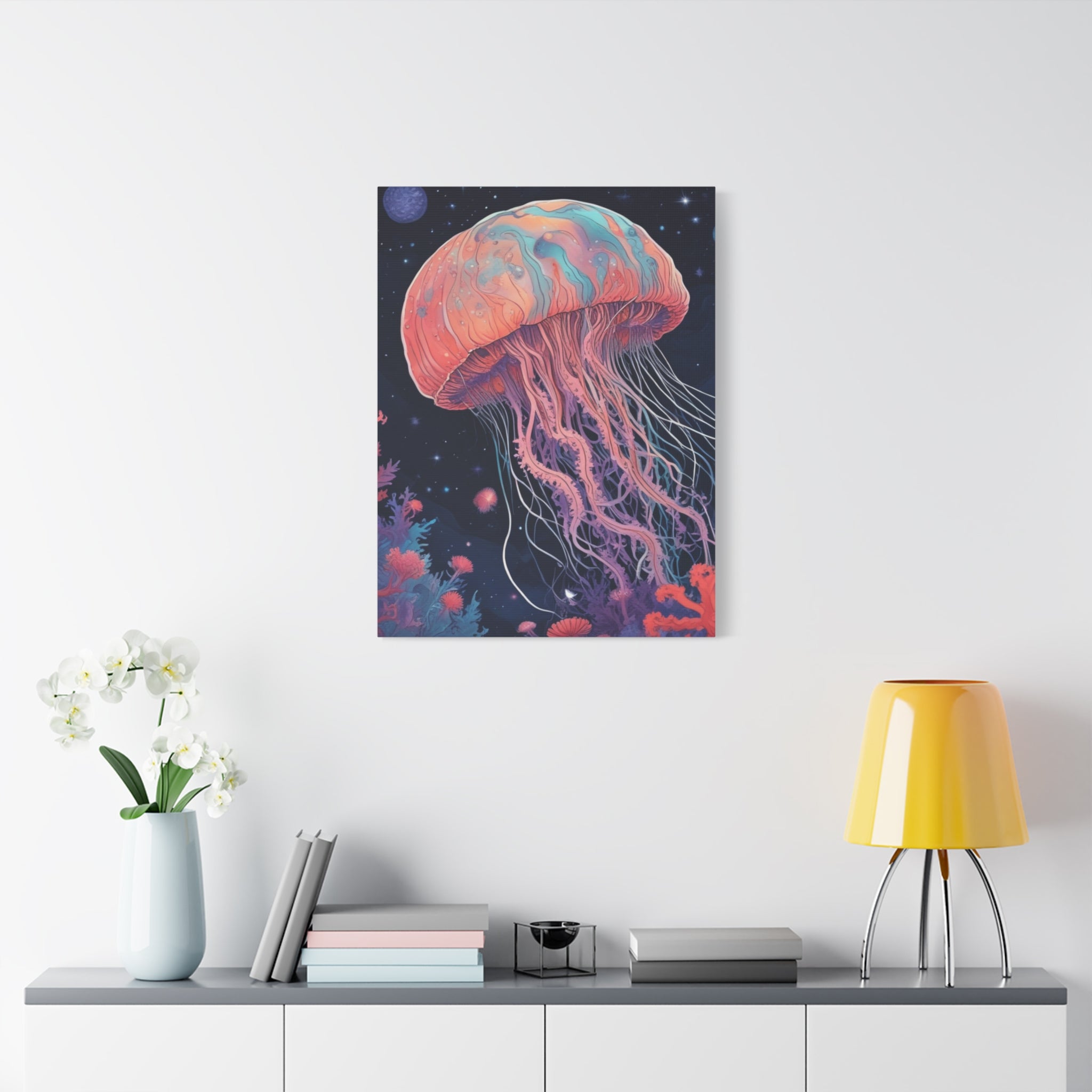 Impresión en lienzo - Pintura de medusas del cielo nocturno