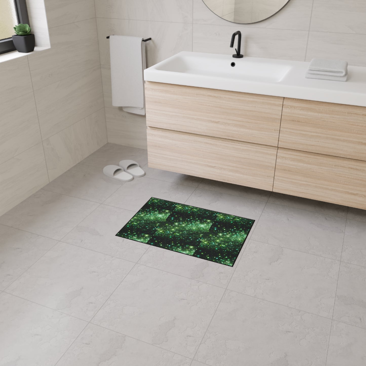 Heavy Duty Floor Mat - Textured Green Glam, Durable Entrance Rug, Eco-Friendly Home Decor, Kitchen and Office Flooring