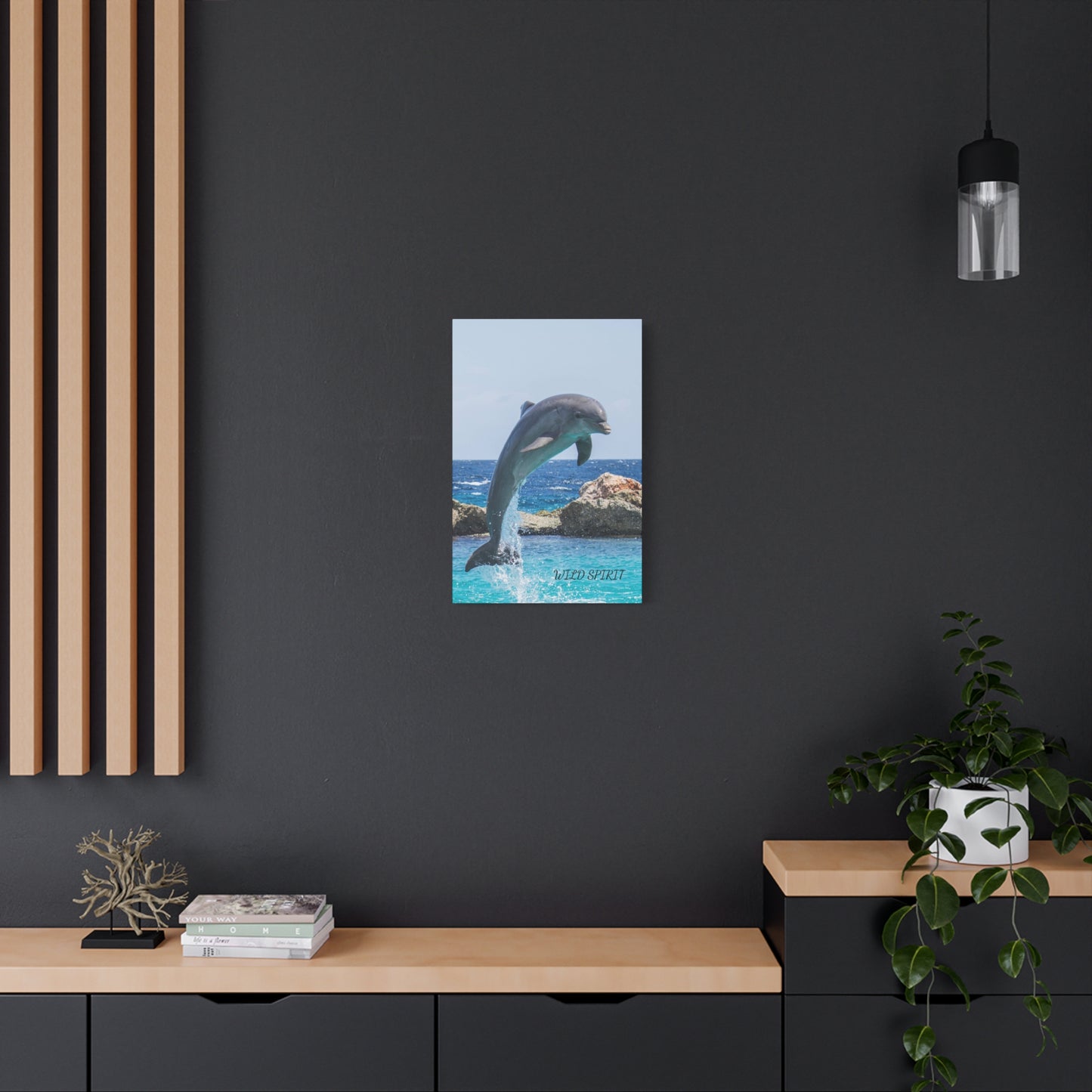 Canvas Print Dolphin Jumping Out of Water on Sunny Day