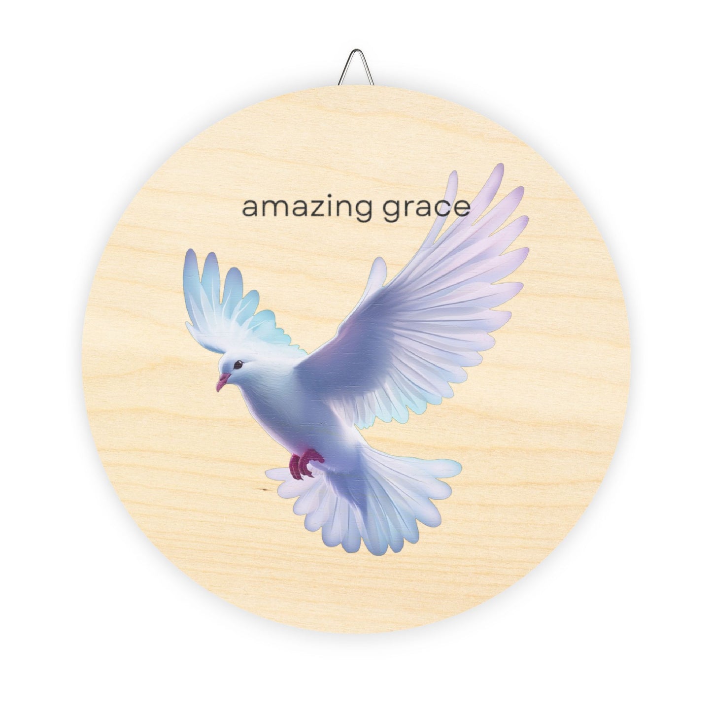 Amazing Grace Dove Wood Sign — Round Inspirational Wall Decor