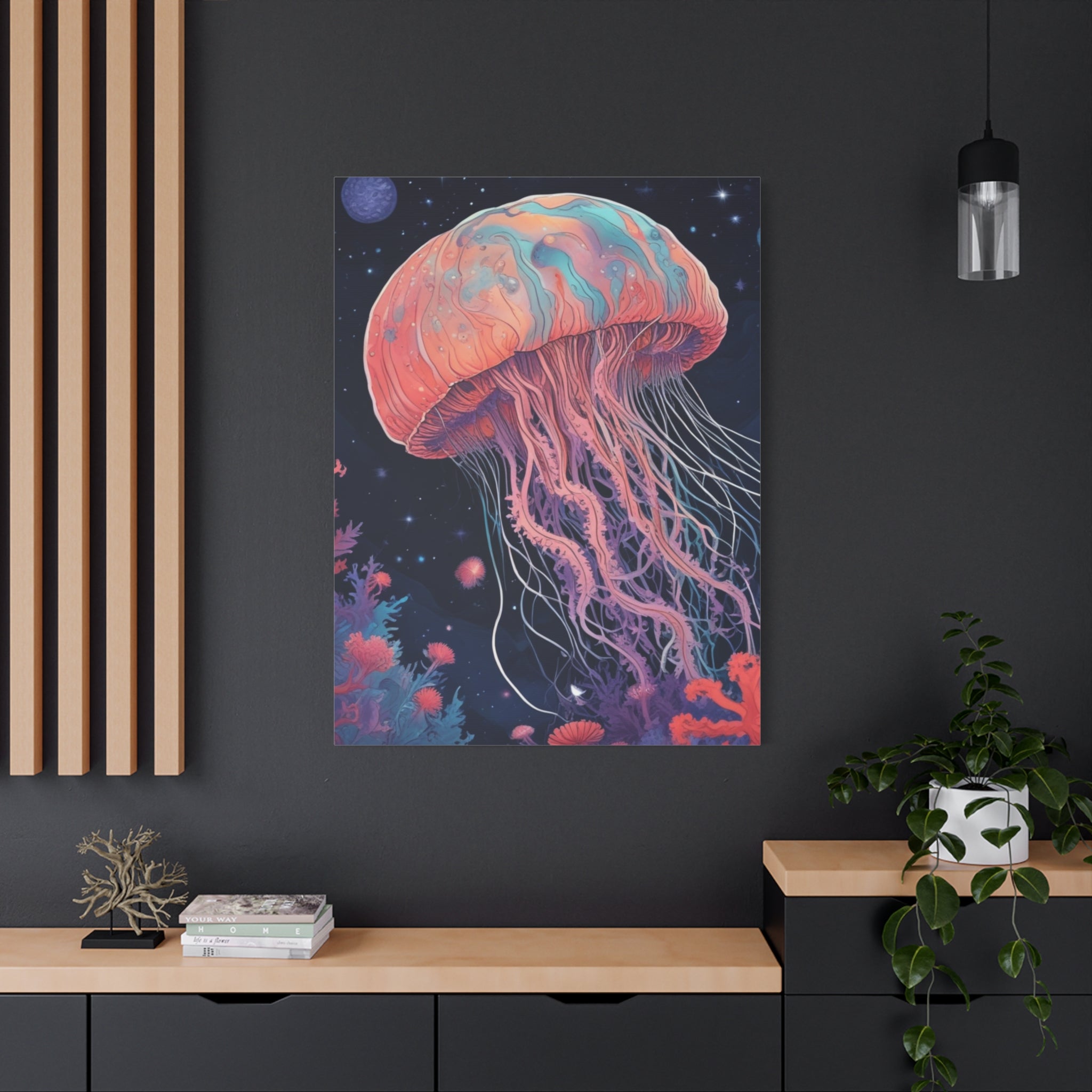 Impresión en lienzo - Pintura de medusas del cielo nocturno