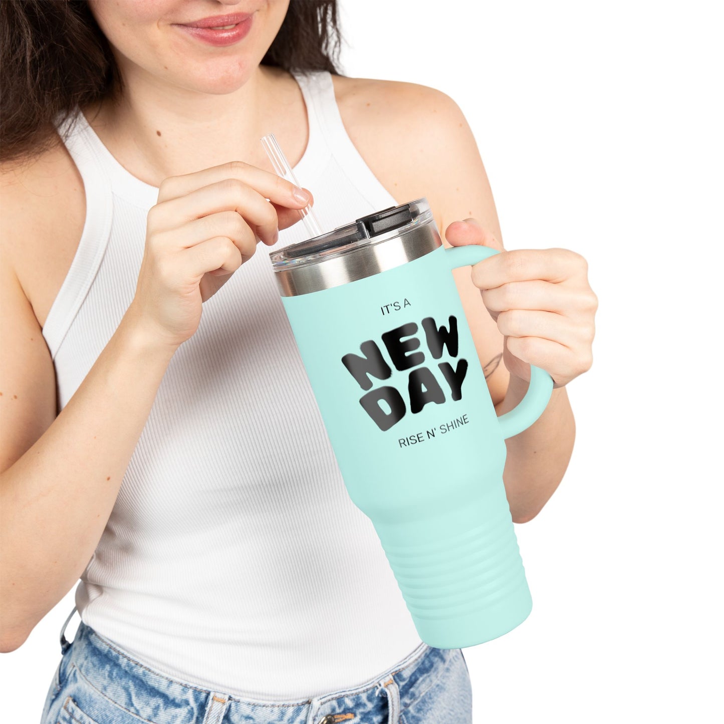 Insulated Travel Mug - 'It's a New Day' 40oz Coffee Tumbler for On-the-Go