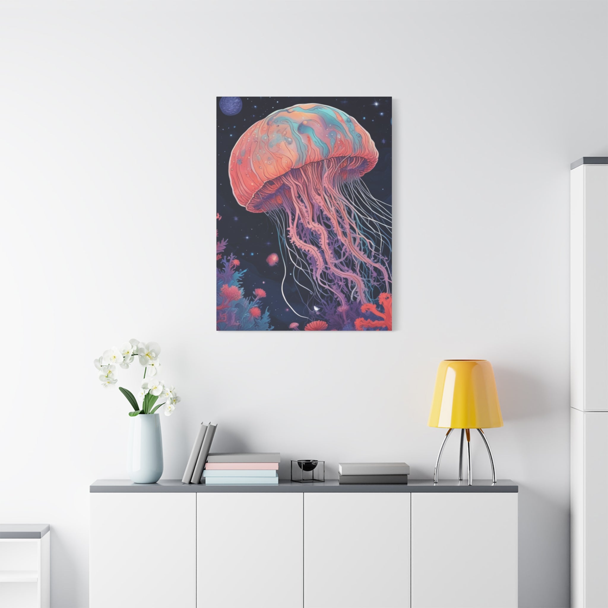 Impresión en lienzo - Pintura de medusas del cielo nocturno