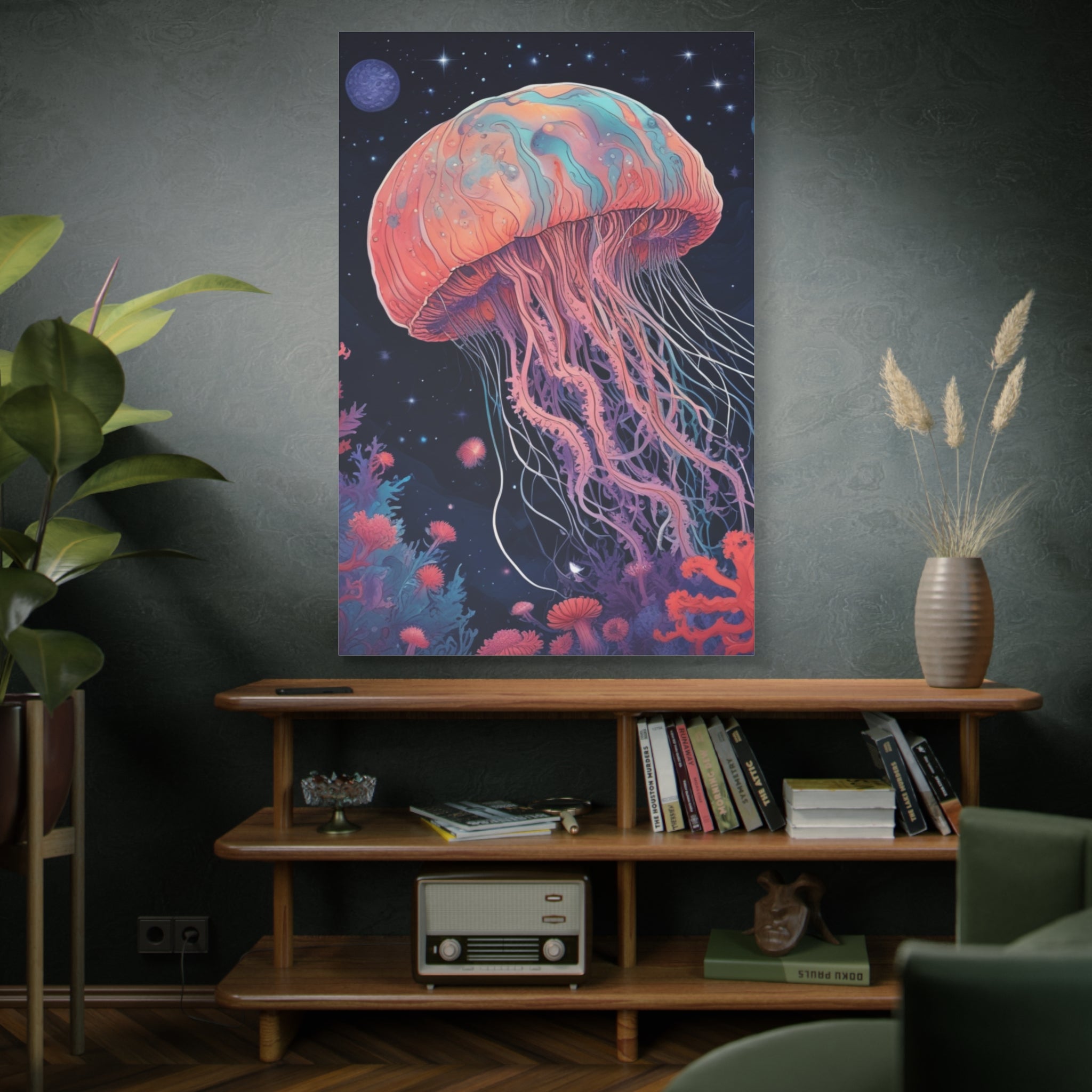 Impresión en lienzo - Pintura de medusas del cielo nocturno