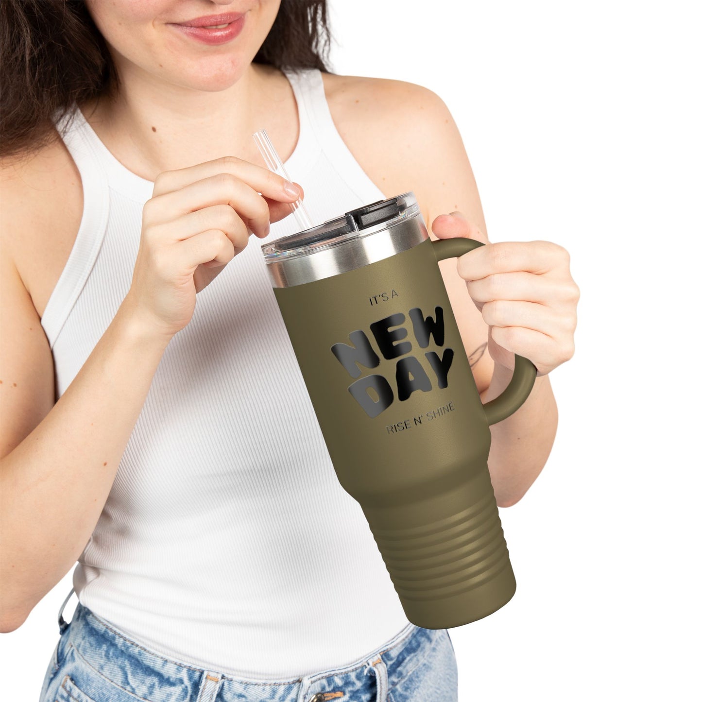 Insulated Travel Mug - 'It's a New Day' 40oz Coffee Tumbler for On-the-Go