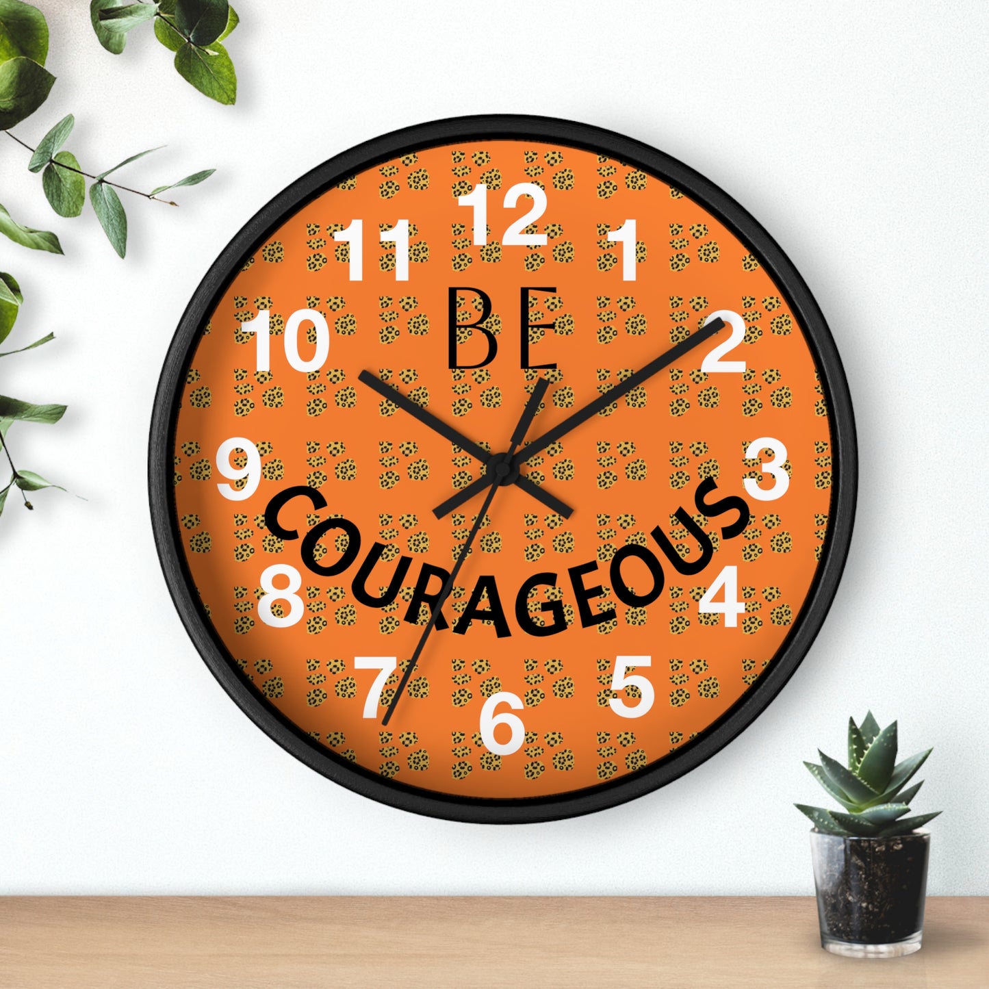 Be Courageous Wall Clock — Inspirational Orange Home Decor Clock