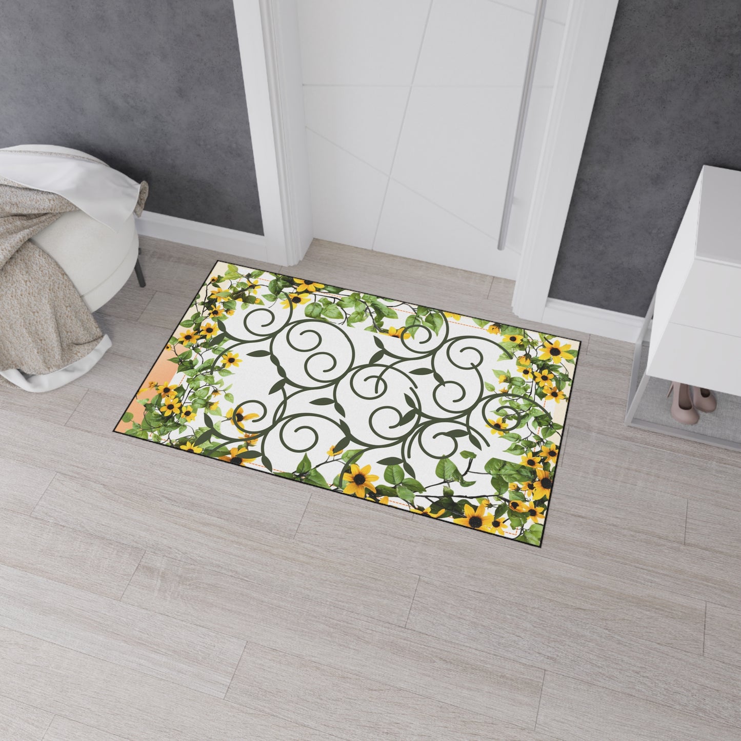Sunflower Vine Heavy-Duty Floor Mat — Outdoor/Entry Doormat