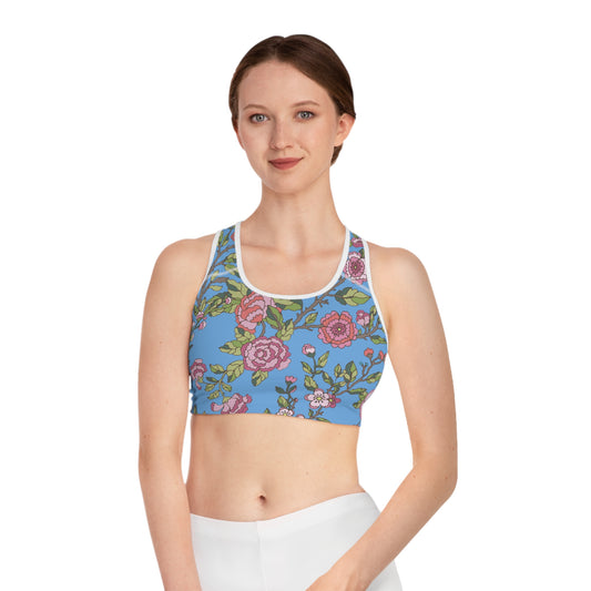 Floral Sports Bra - Stylish Activewear for Fitness, Yoga, Running, Gift for Her, Workout Gear, Summer Fashion