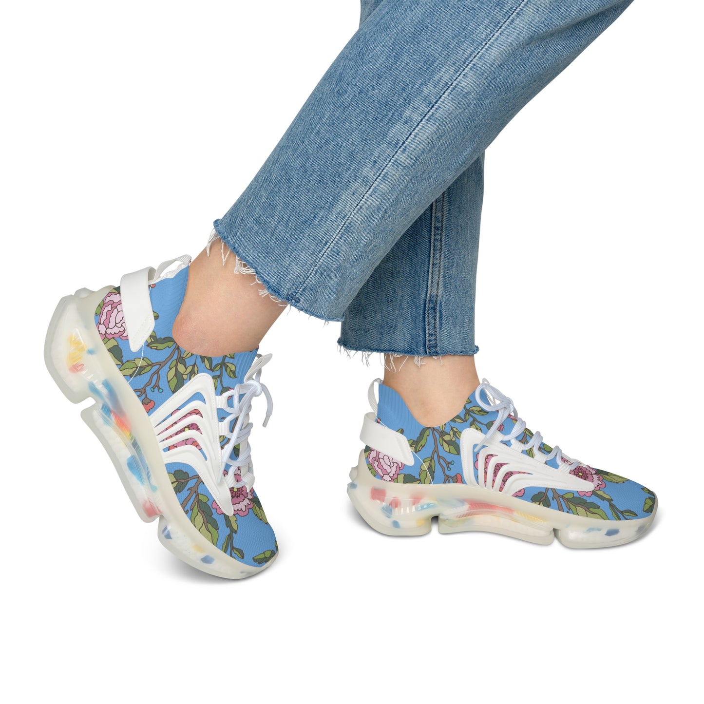 Floral Women's Mesh Sneakers | Lightweight Athletic Shoes, Fashion Sneakers, Casual Footwear, Spring Style, Gift for Her