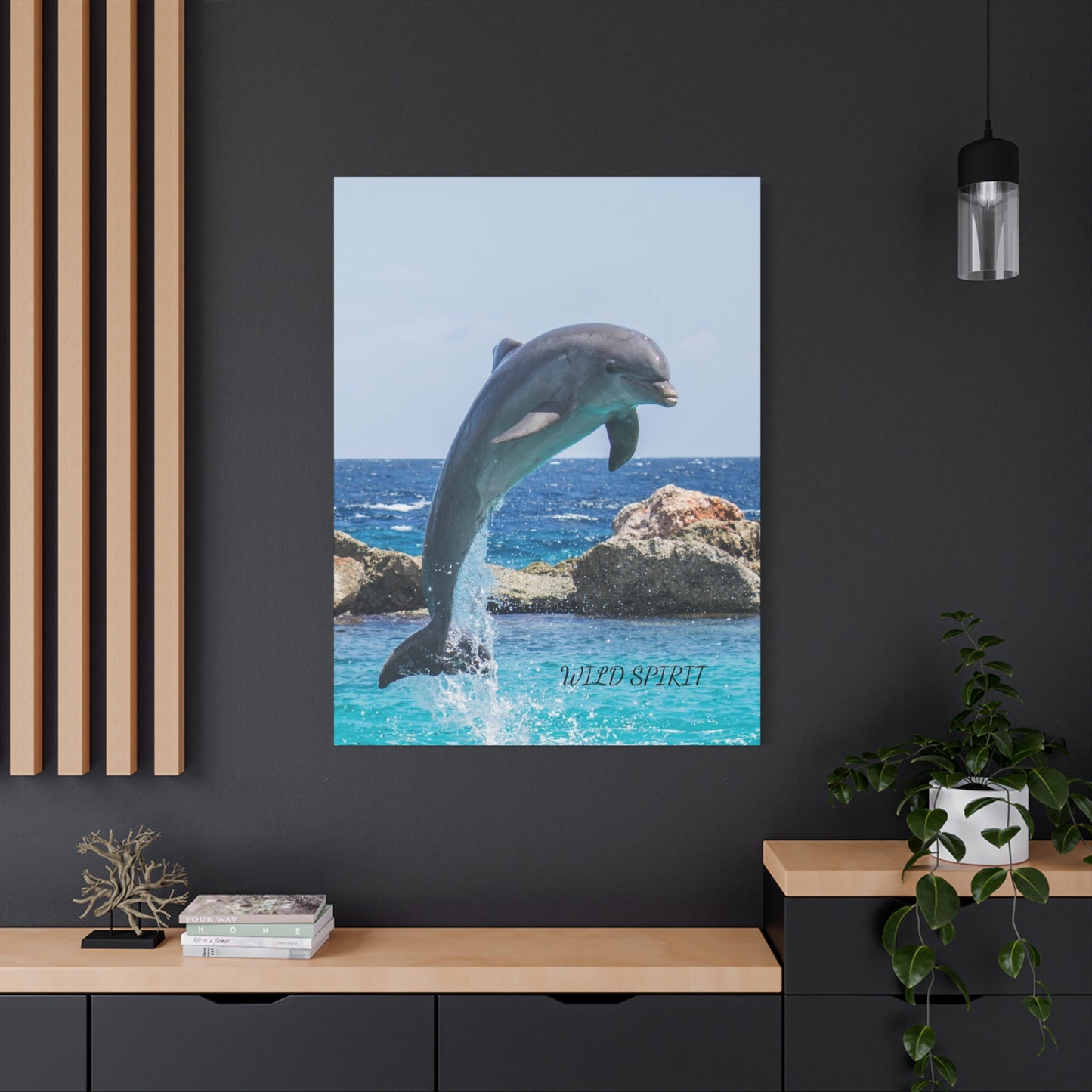 Canvas Print Dolphin Jumping Out of Water on Sunny Day