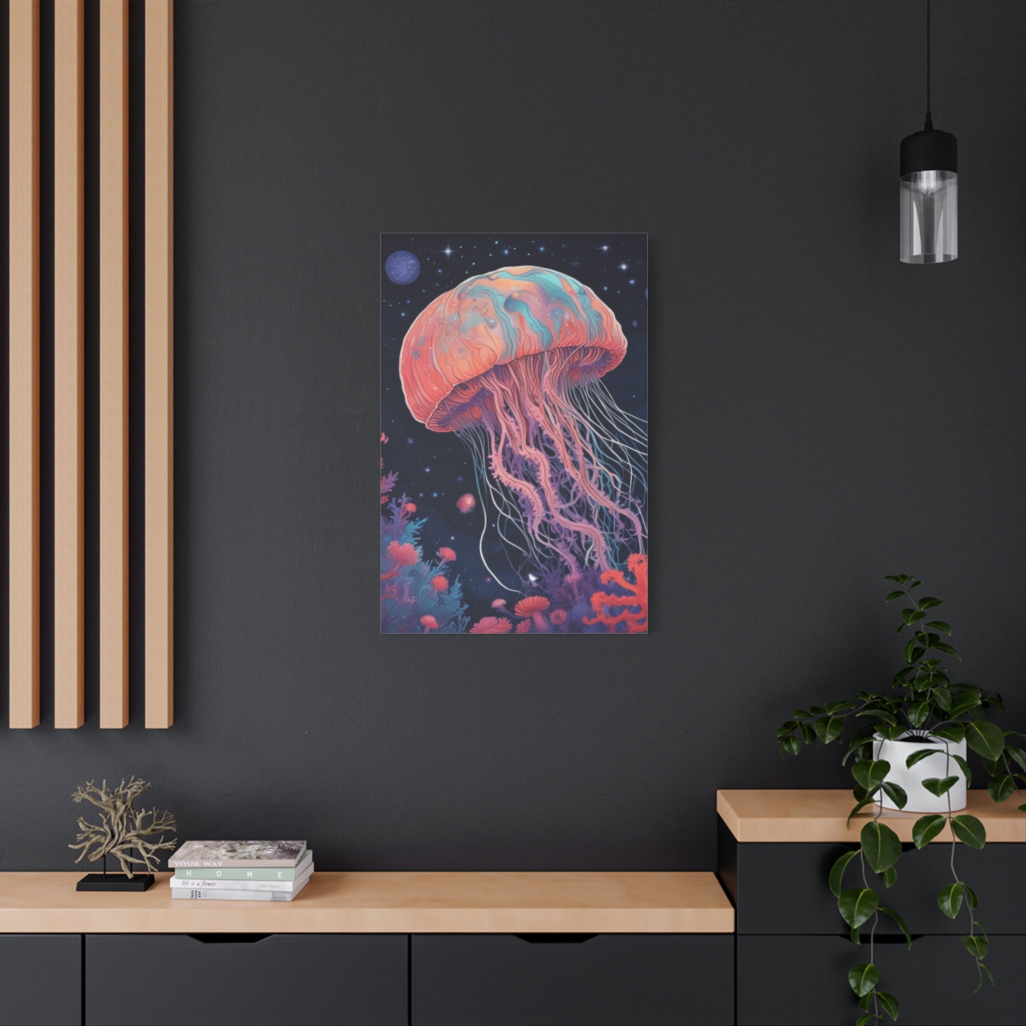 Impresión en lienzo - Pintura de medusas del cielo nocturno