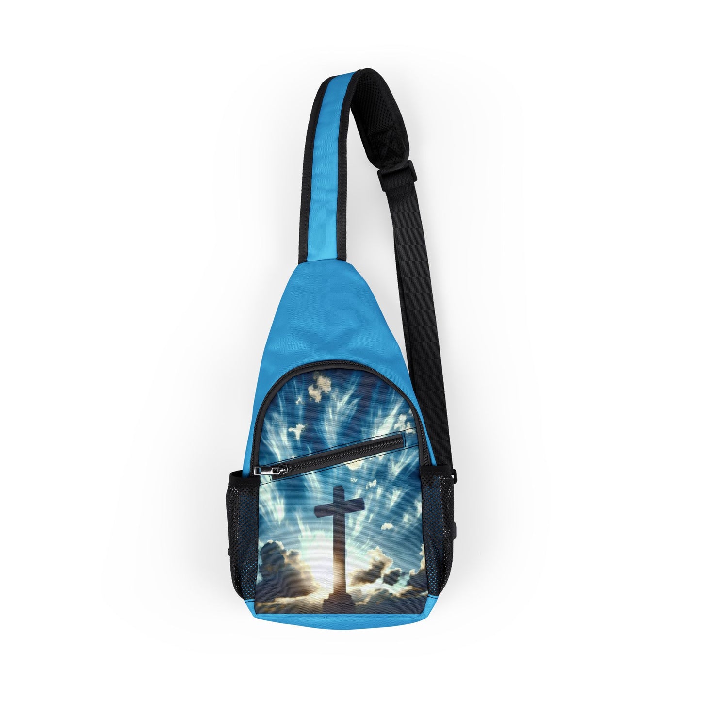Blue Cross Chest Bag - Stylish Sling Backpack for Everyday Use, Outdoor Adventures, Faith-Inspired Gear, Easter, Church Events, Travel