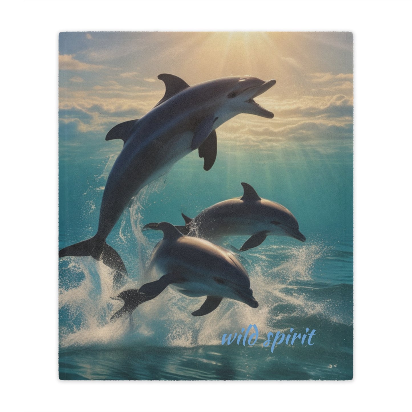 Microfiber Blanket - Sunny Day Dolphin Jumping Ocean Design