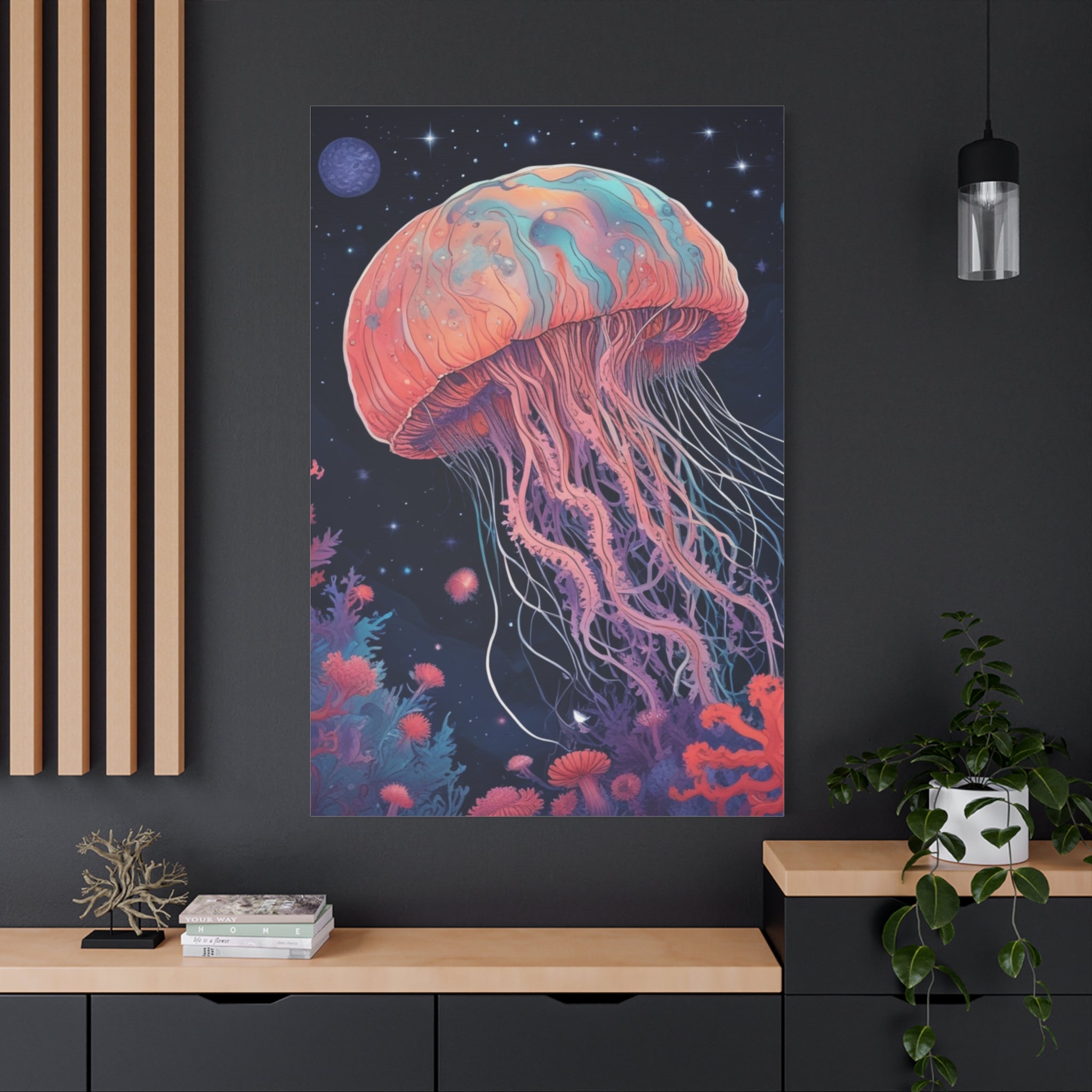 Impresión en lienzo - Pintura de medusas del cielo nocturno
