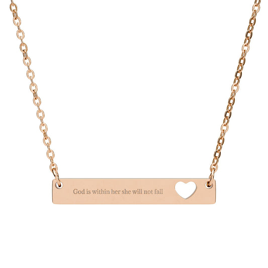 Engravable Cutout Heart Bar Necklace — Personalized Name Bar Pendant