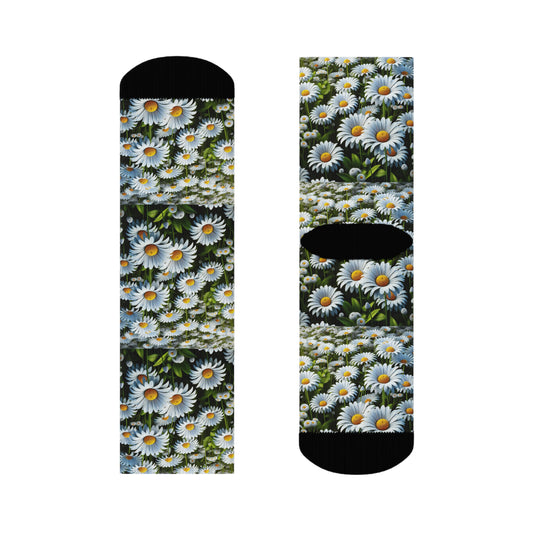 Floral Crew Socks - Whimsical Daisy Design for Everyday Wear