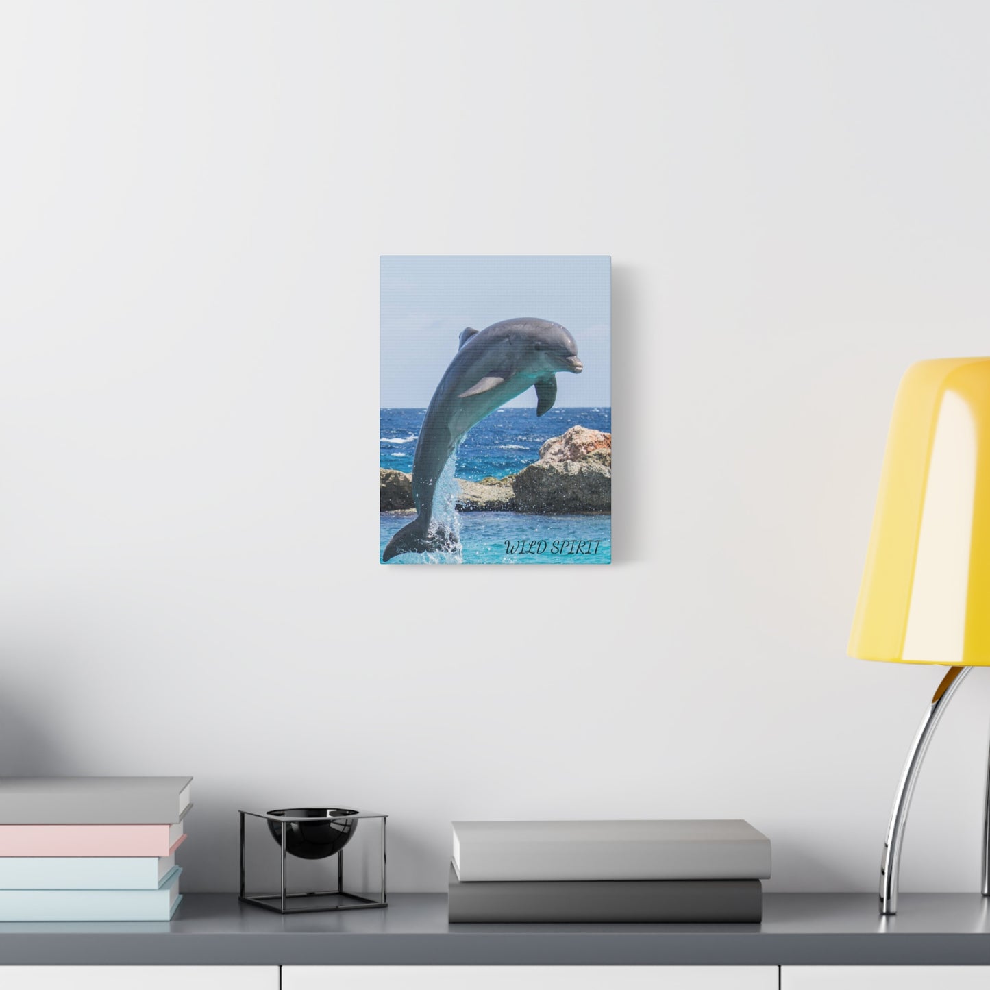 Canvas Print Dolphin Jumping Out of Water on Sunny Day