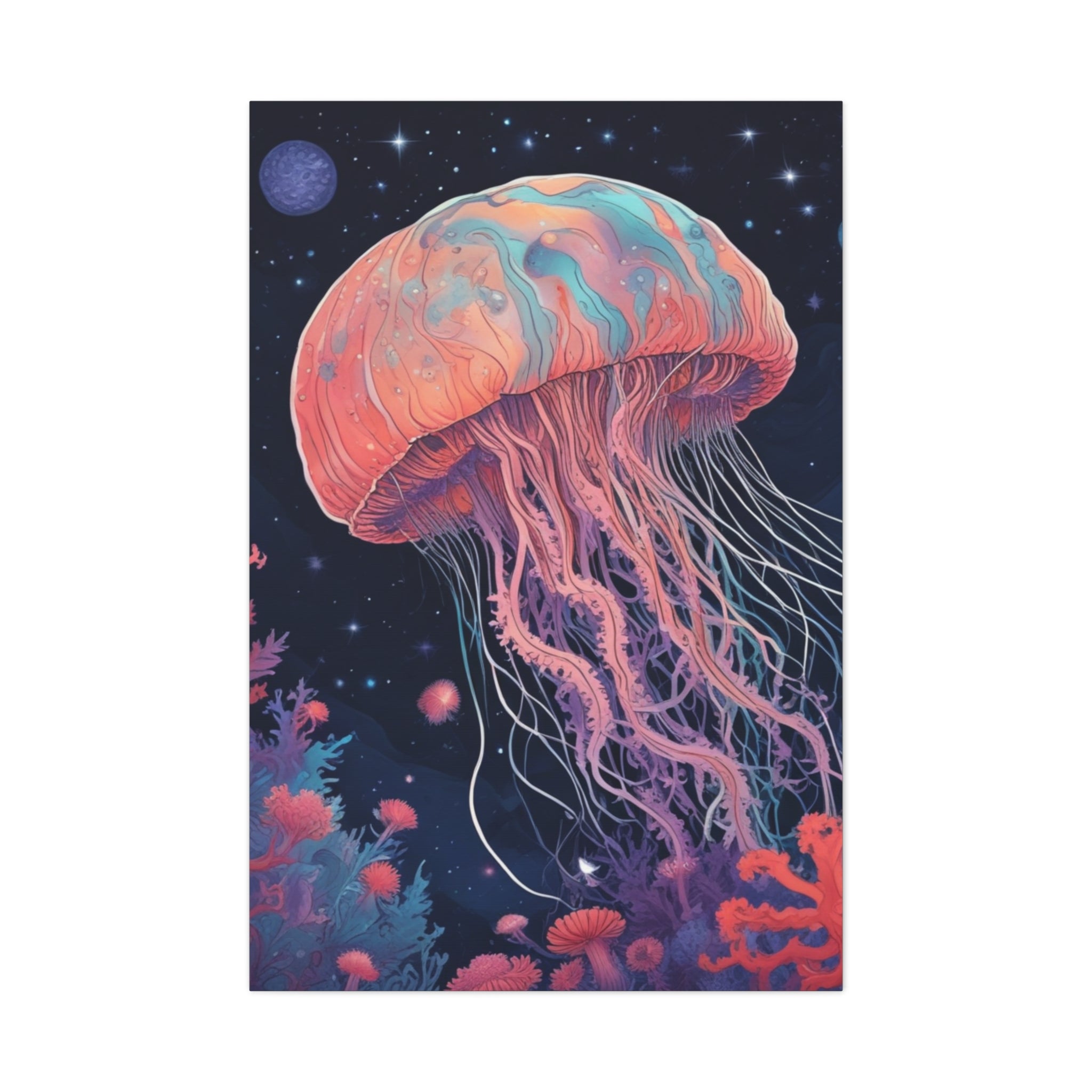 Impresión en lienzo - Pintura de medusas del cielo nocturno