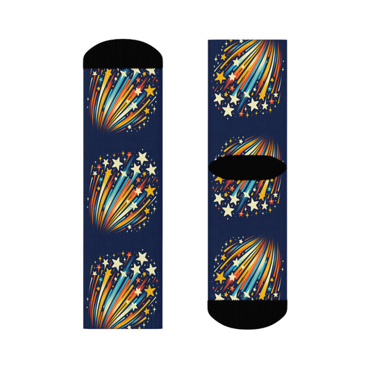 Colorful Starburst Crew Socks - Fun & Comfy Footwear for All Occasions