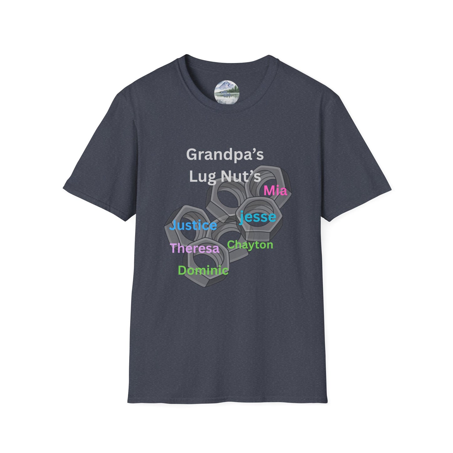T-Shirt — "Grandpa's Lug Nuts" Personalized Names Auto Mechanic Gift