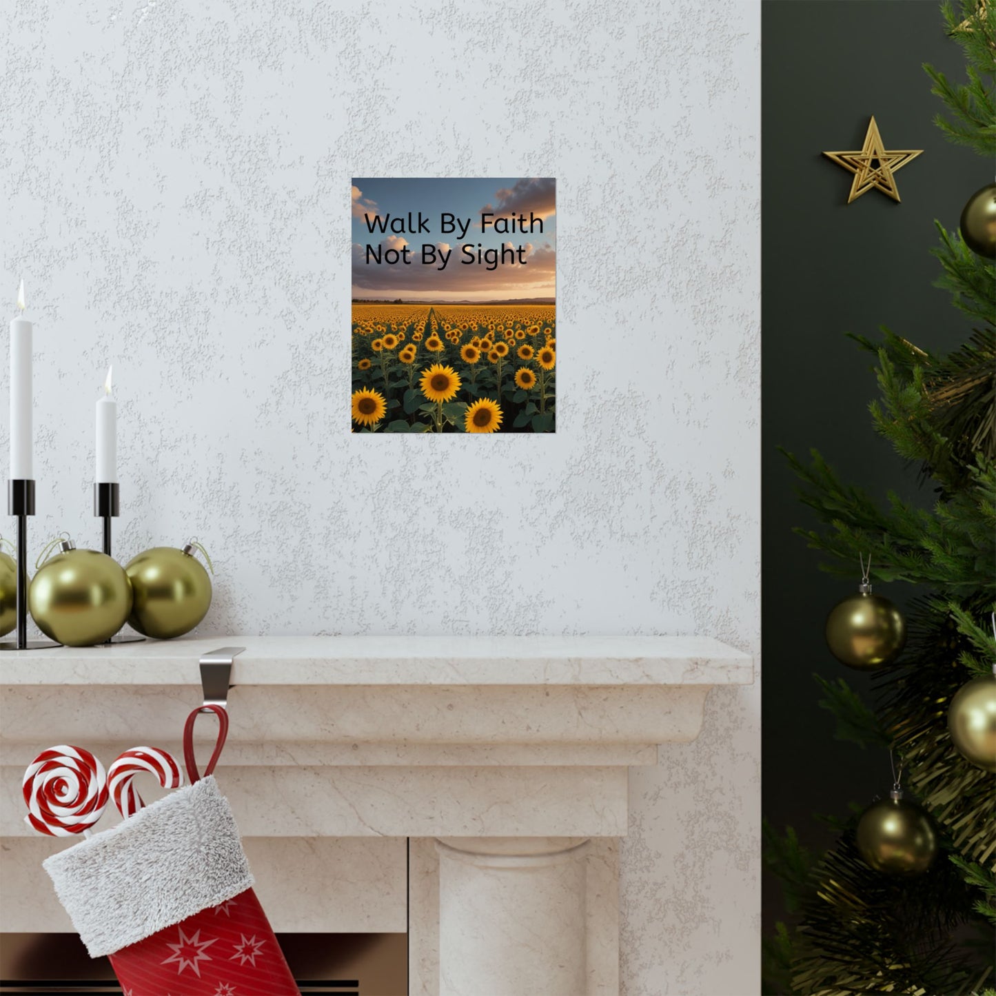 Inspiring Faith Wall Art, Sunflower Poster, Inspirational Home Decor, Christian Gift, Motivational Print