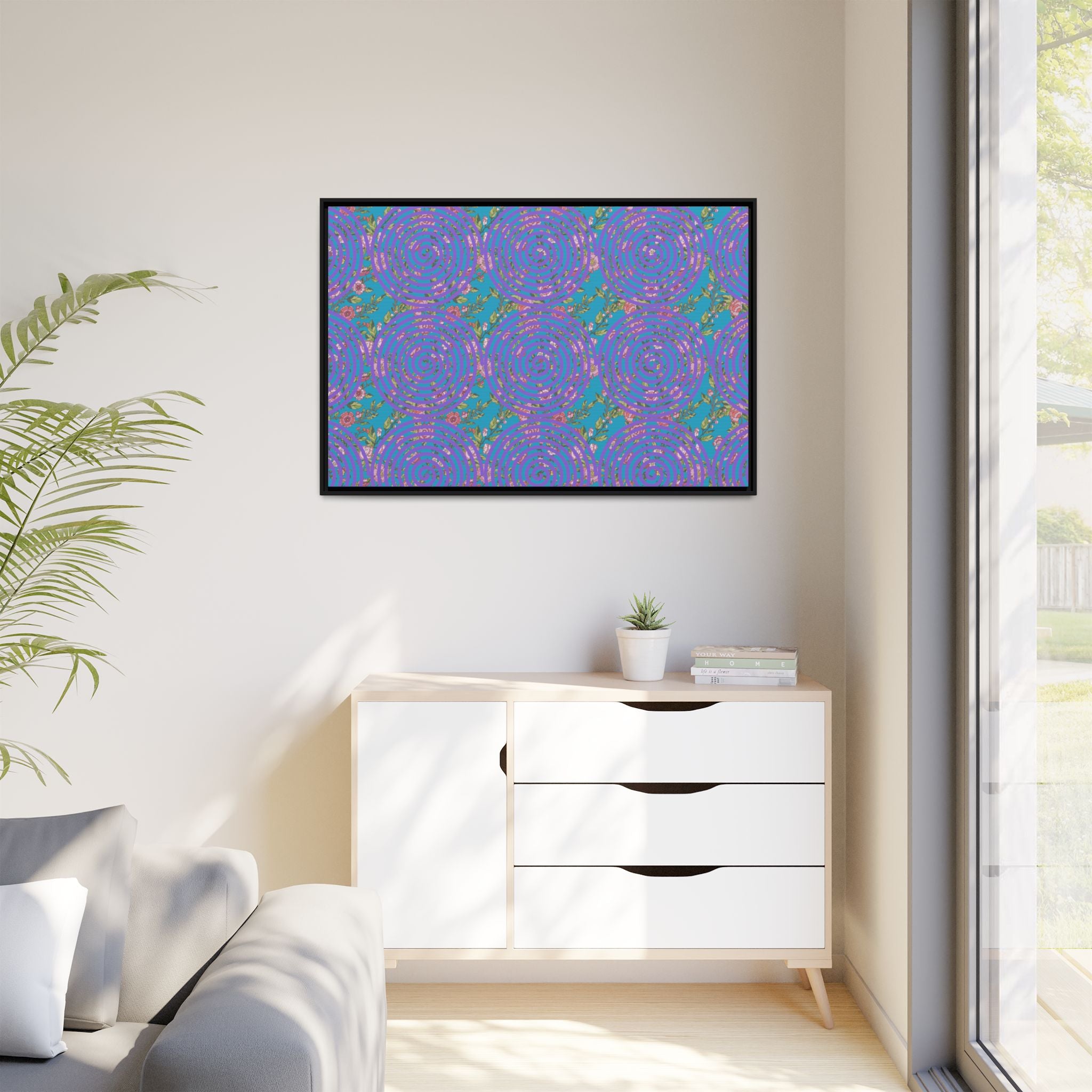 Arte de pared con lienzo floral