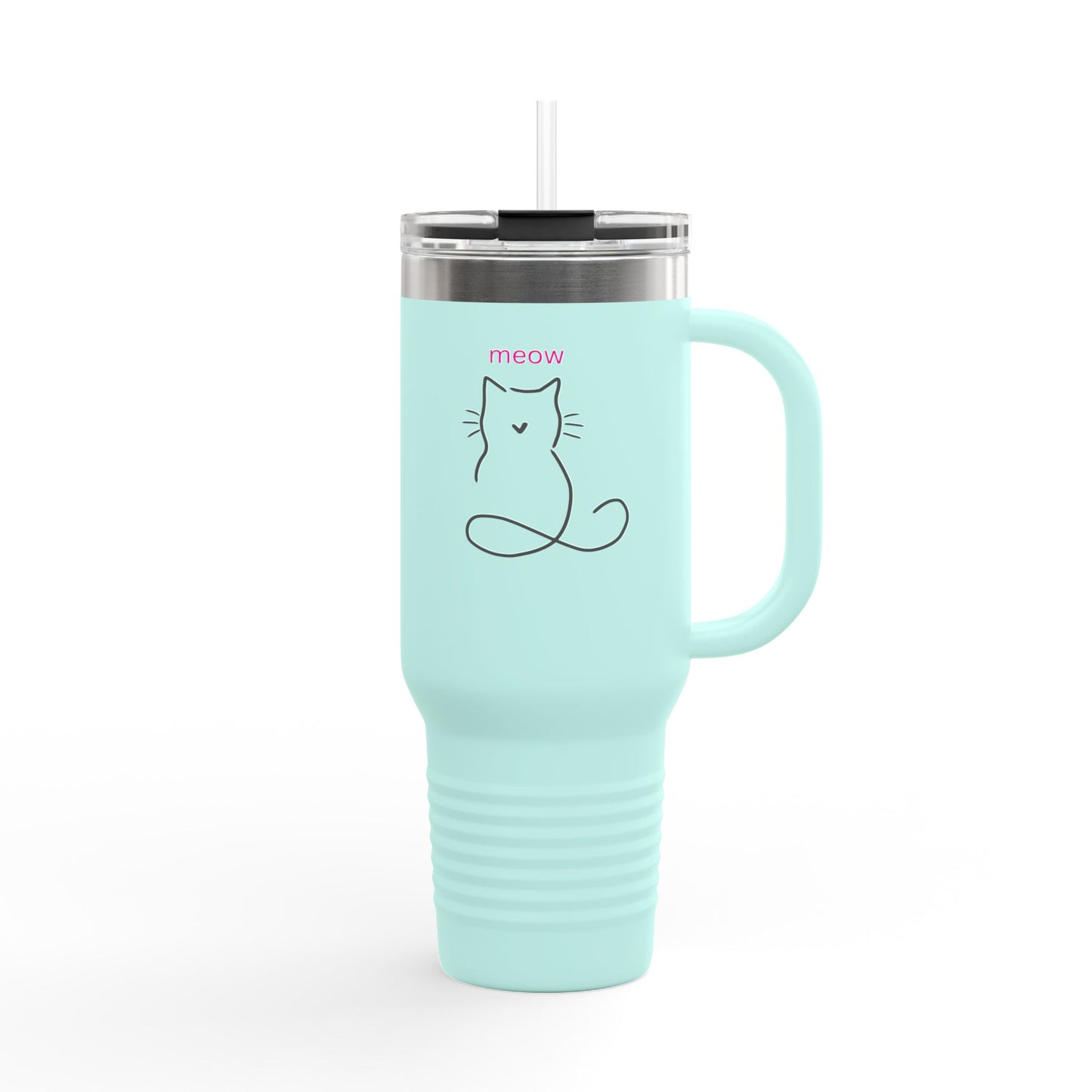 Cute Cat Insulated Travel Mug - 40oz Meow Design for Coffee Lovers