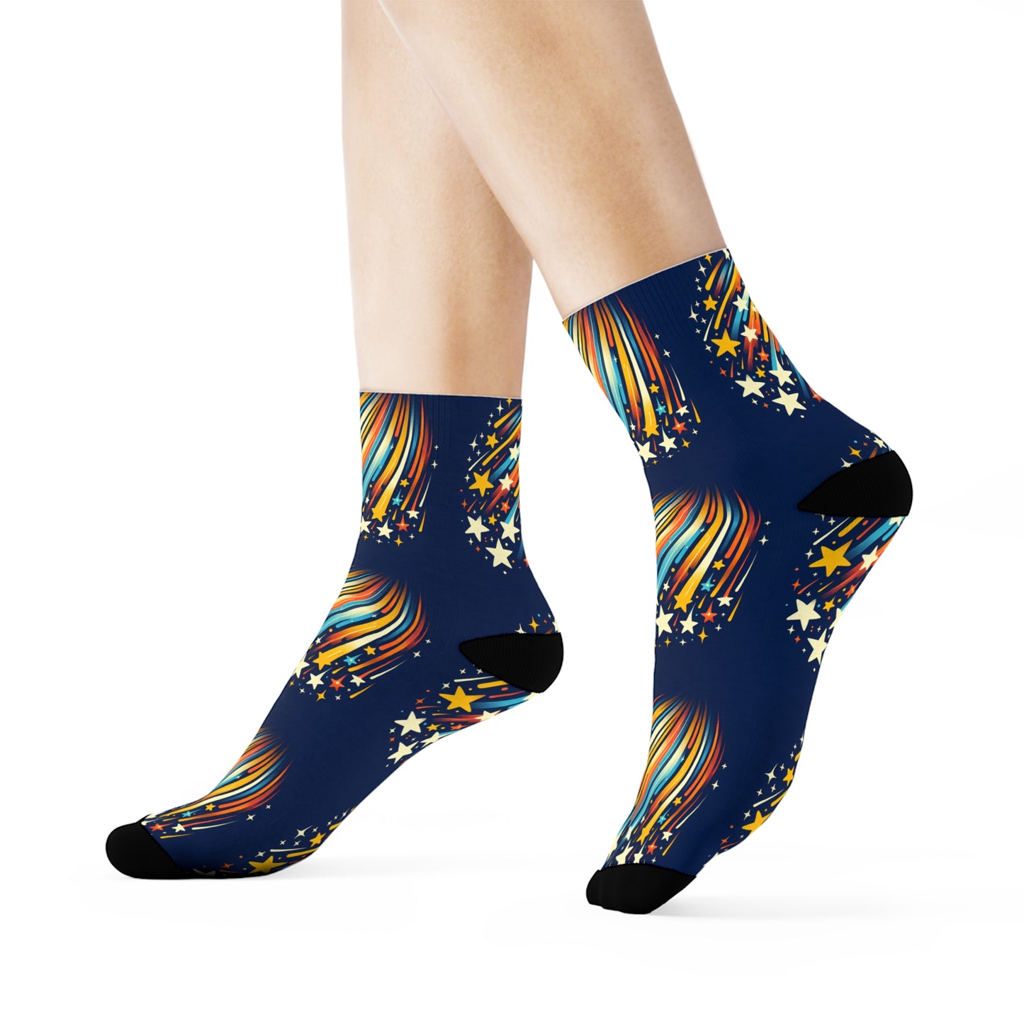 Colorful Starburst Crew Socks - Fun & Comfy Footwear for All Occasions